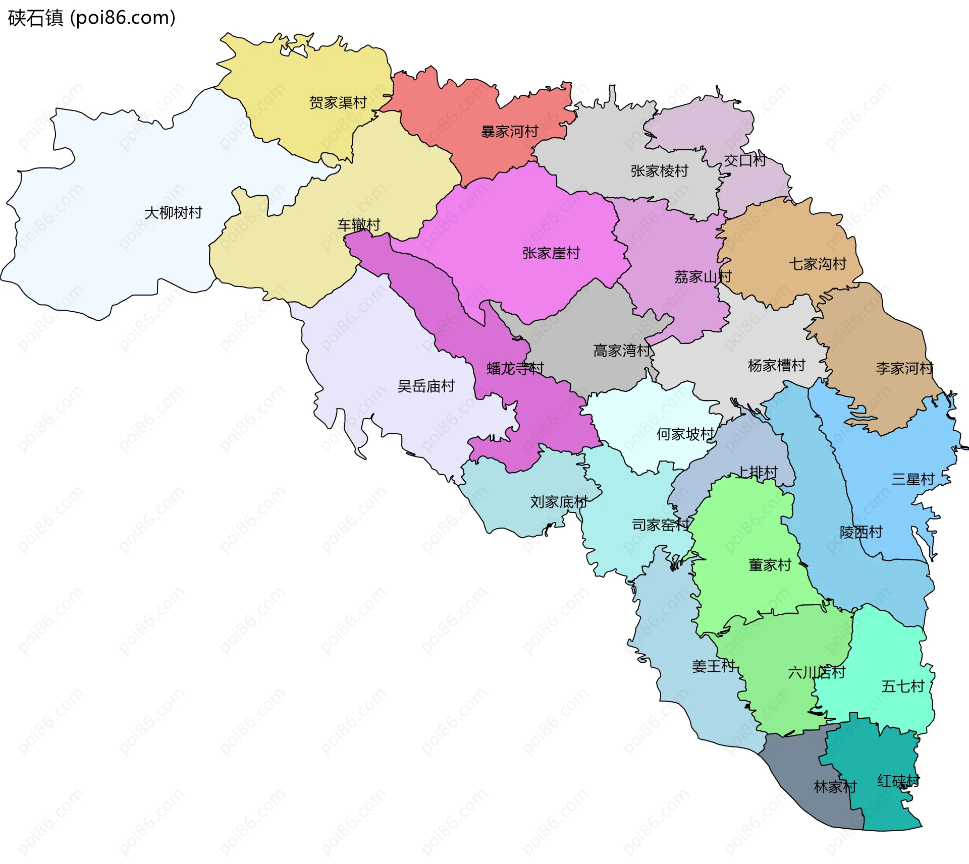 硖石镇边界地图(五级行政区划)