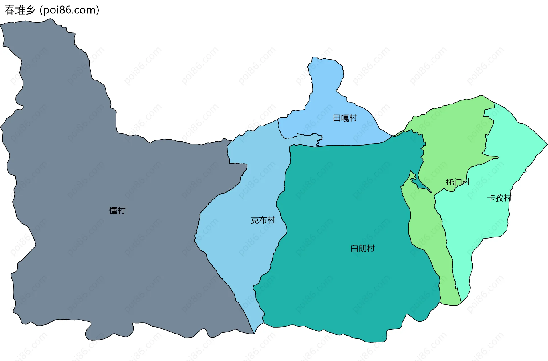 春堆乡边界地图(五级行政区划)