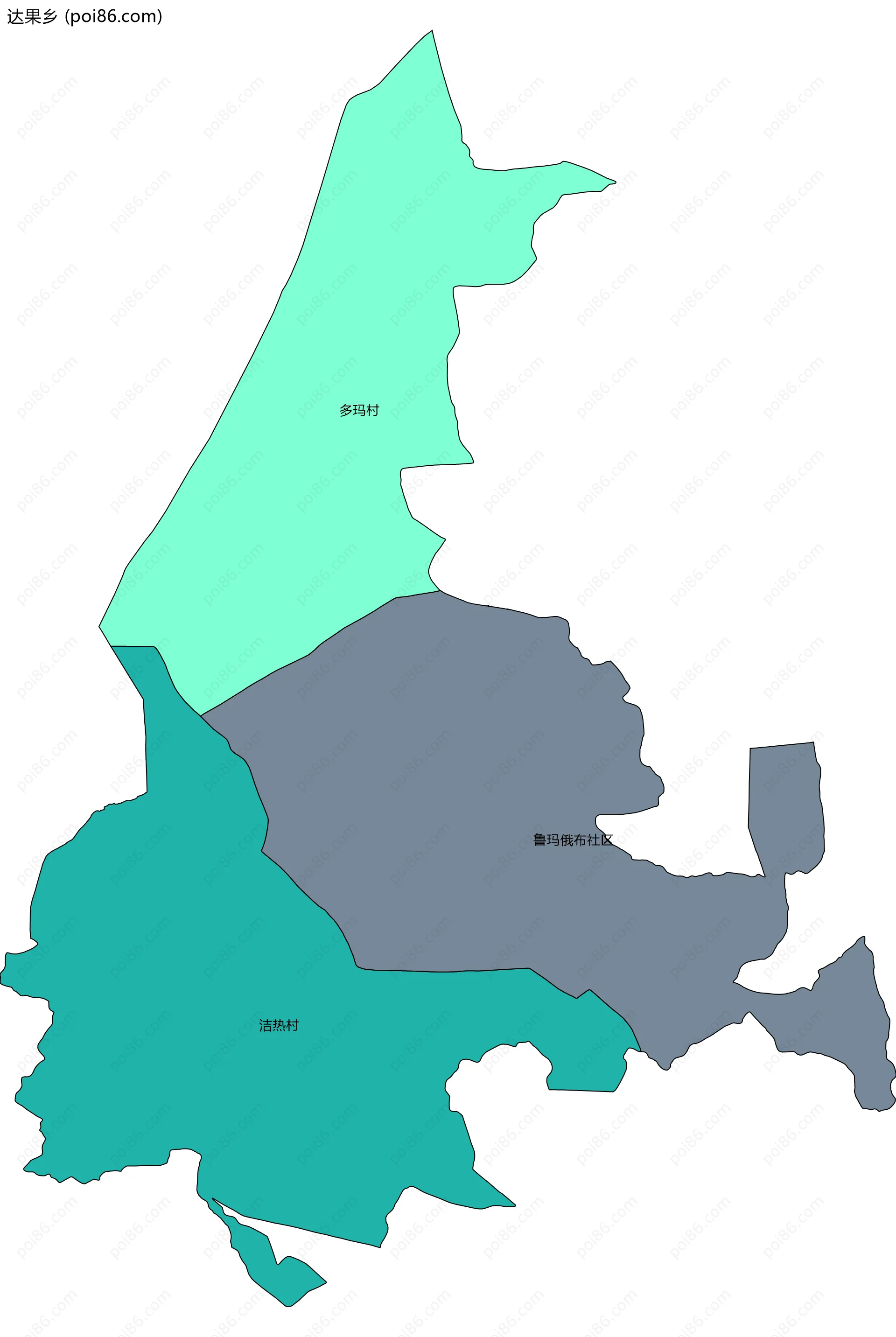 达果乡边界地图(五级行政区划)