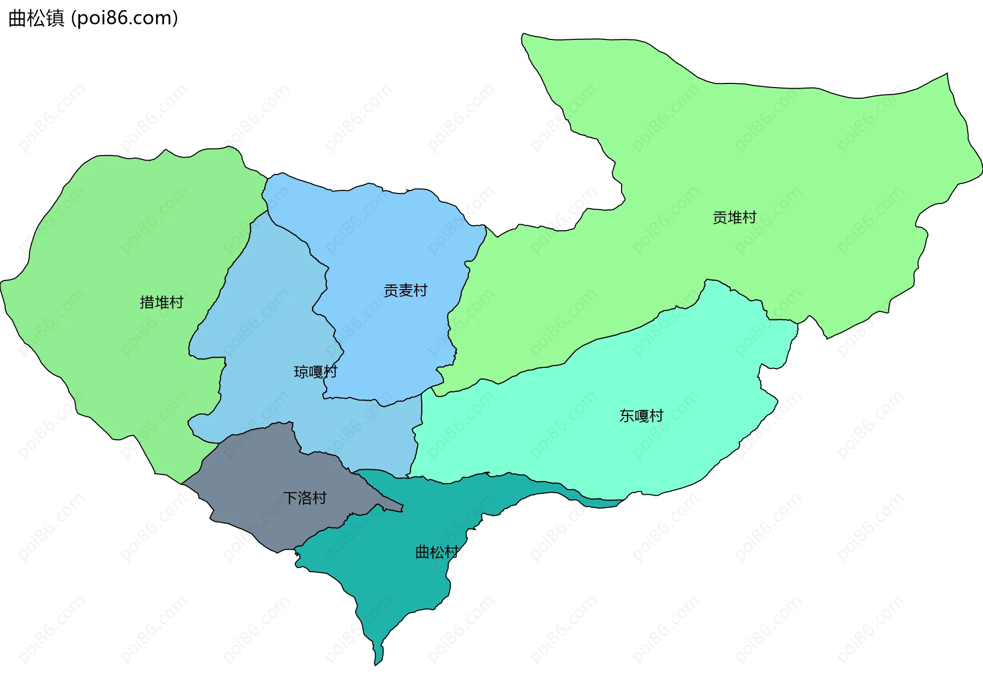 曲松镇边界地图(五级行政区划)