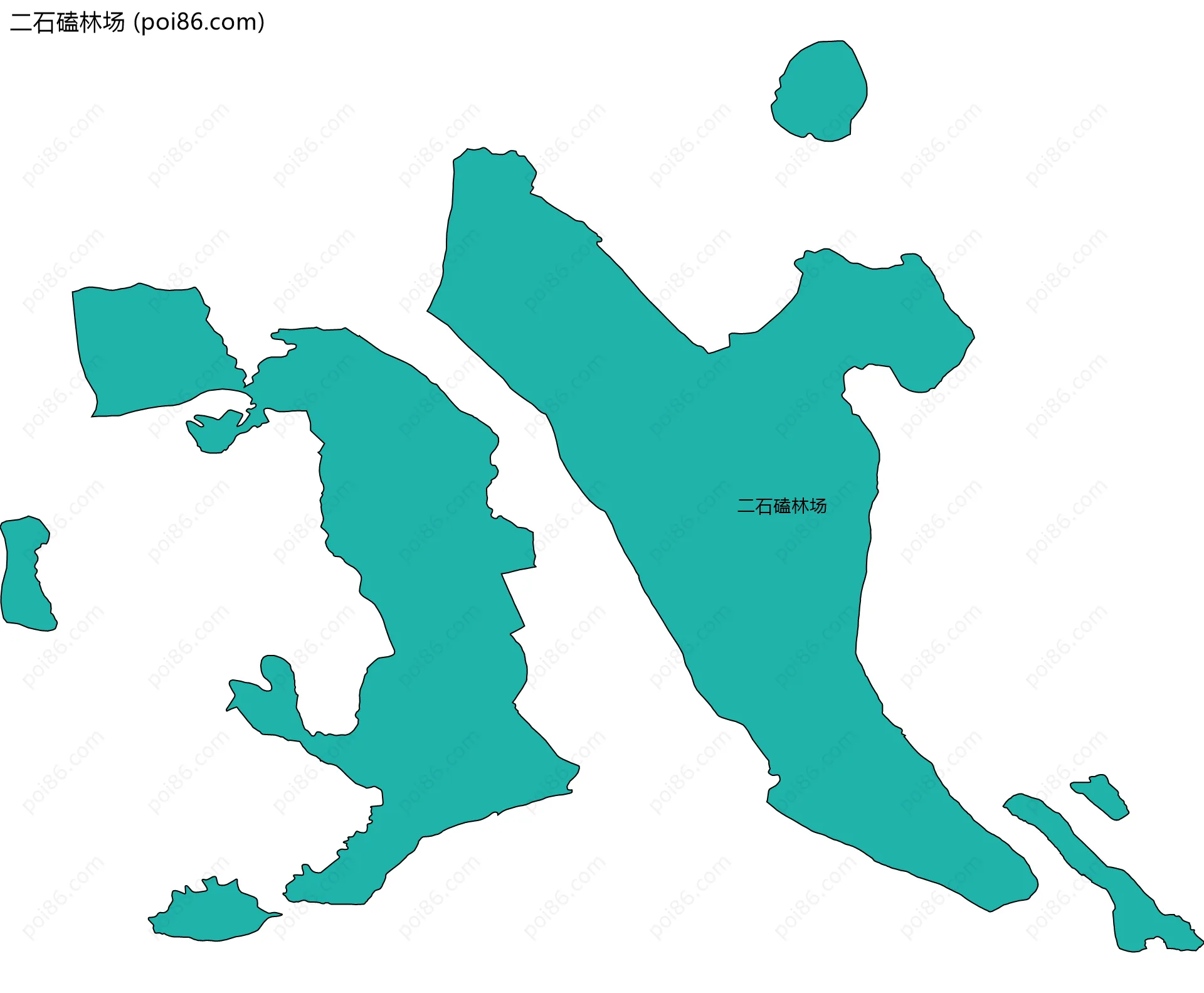 二石磕林场边界地图(五级行政区划)