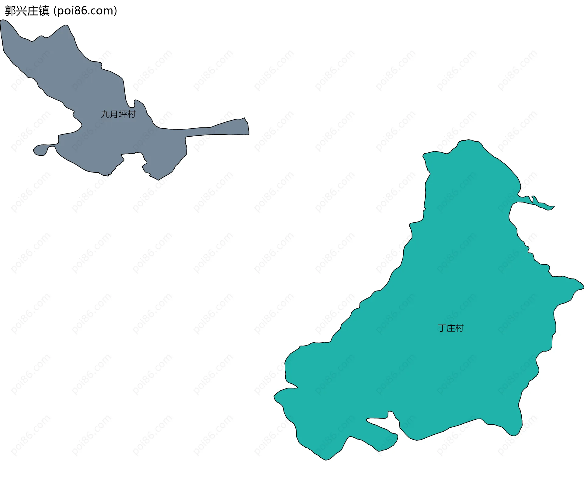 郭兴庄镇边界地图(五级行政区划)