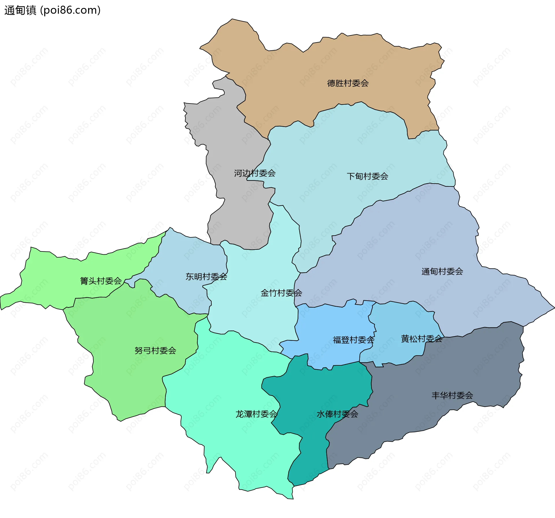 通甸镇边界地图(五级行政区划)