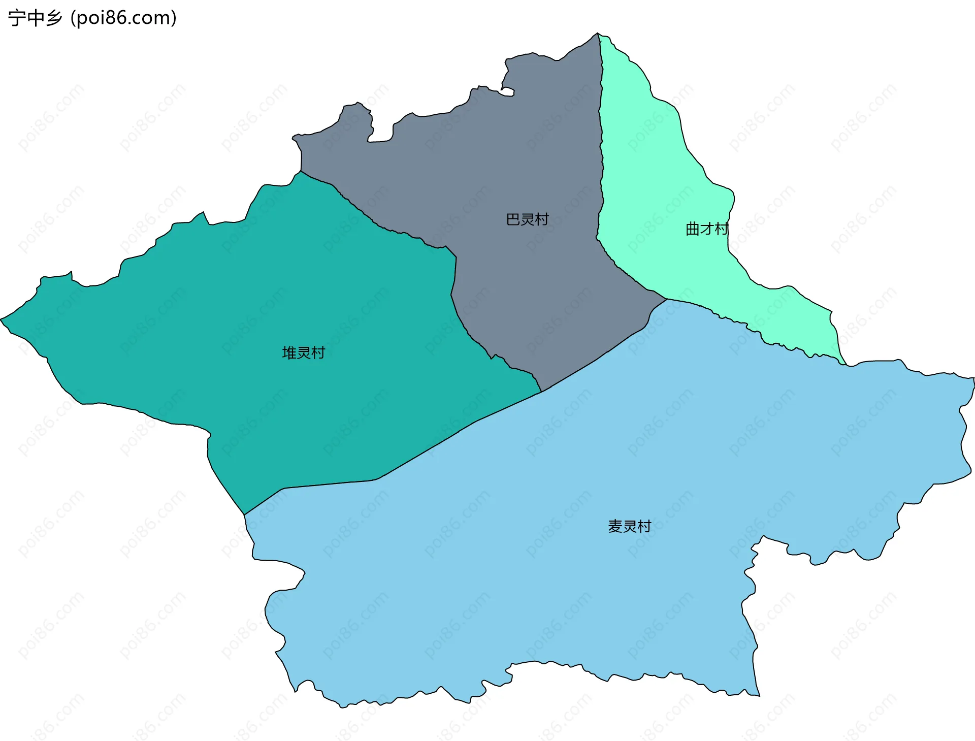 宁中乡边界地图(五级行政区划)