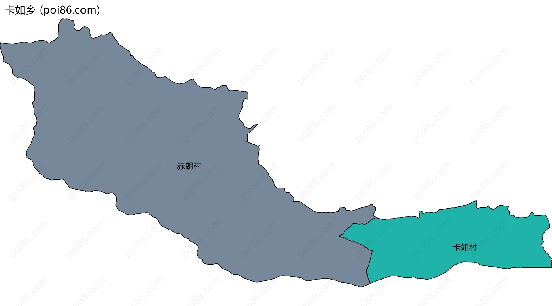 卡如乡边界地图(五级行政区划)