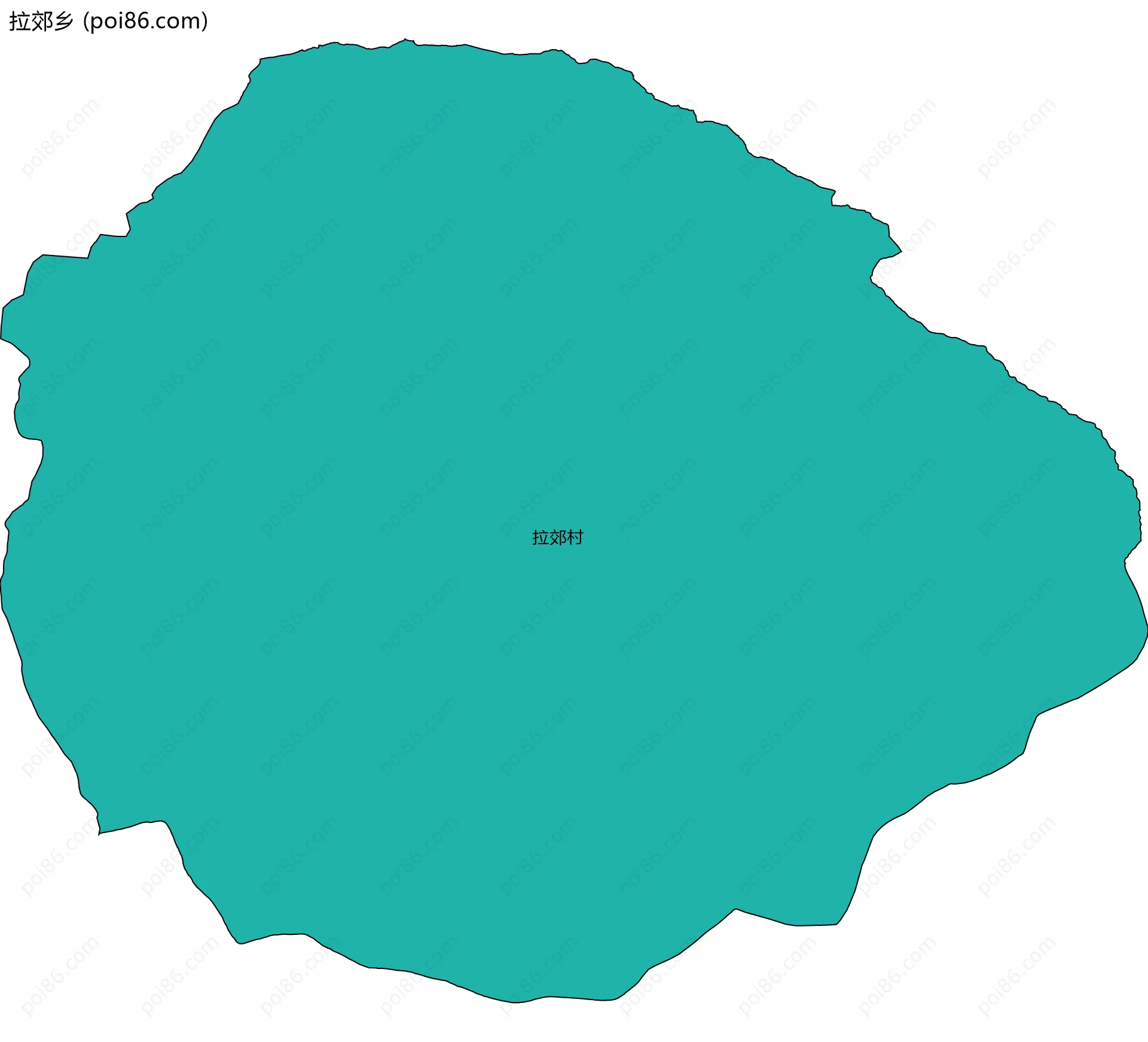 拉郊乡边界地图(五级行政区划)