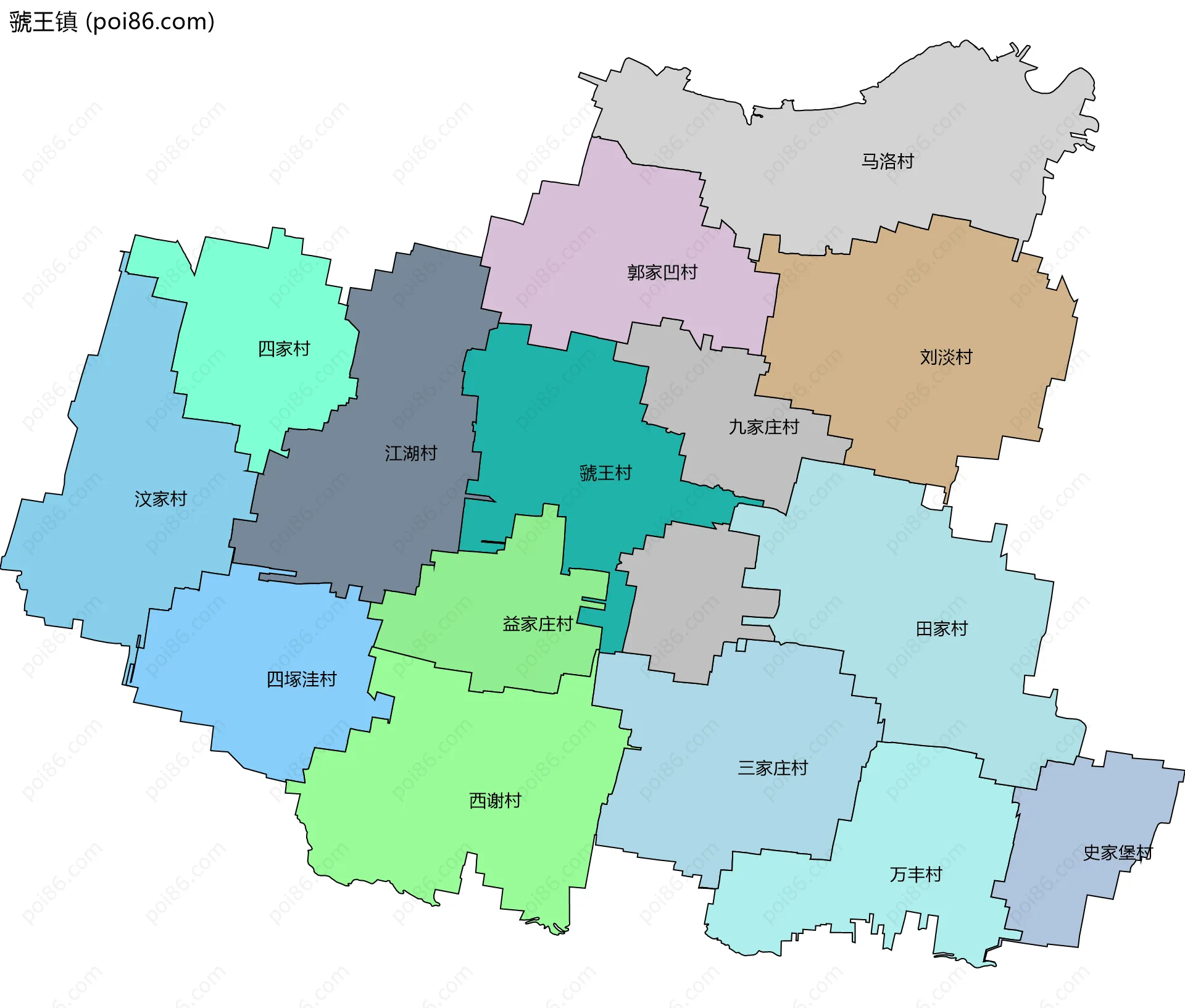 虢王镇边界地图(五级行政区划)