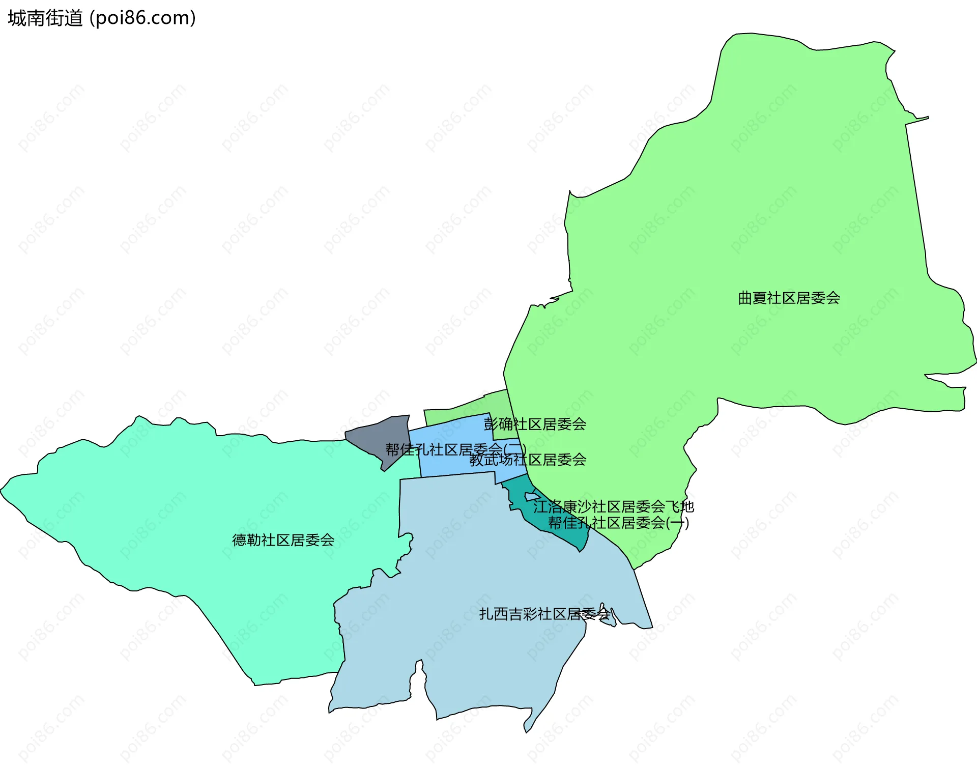 城南街道边界地图(五级行政区划)