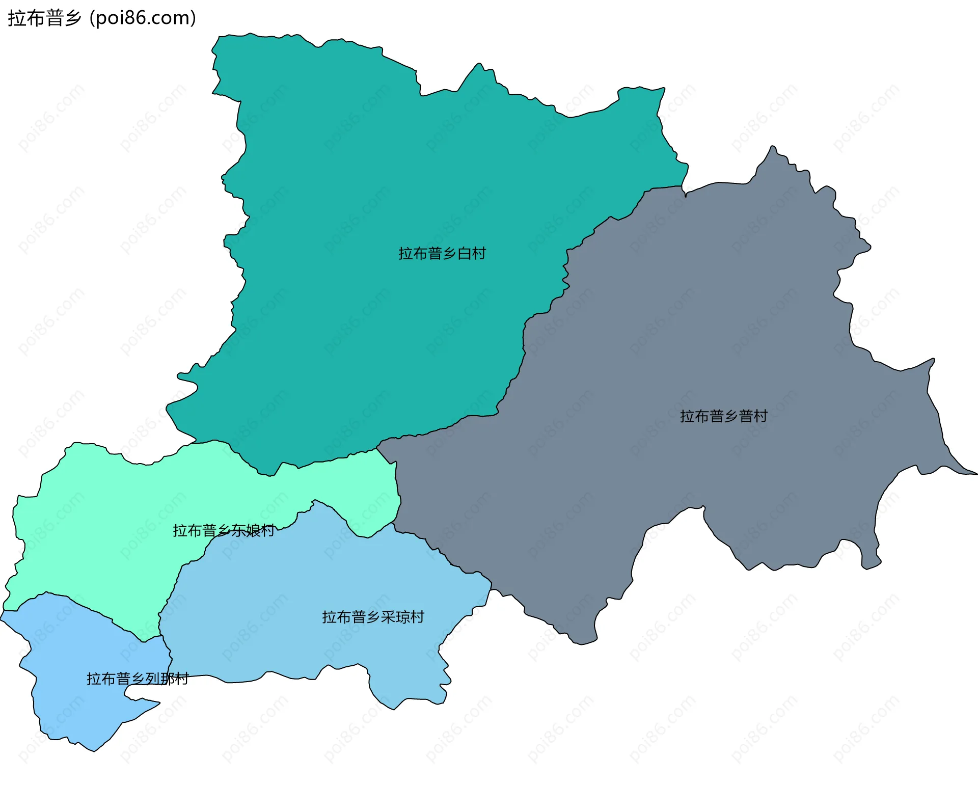 拉布普乡边界地图(五级行政区划)