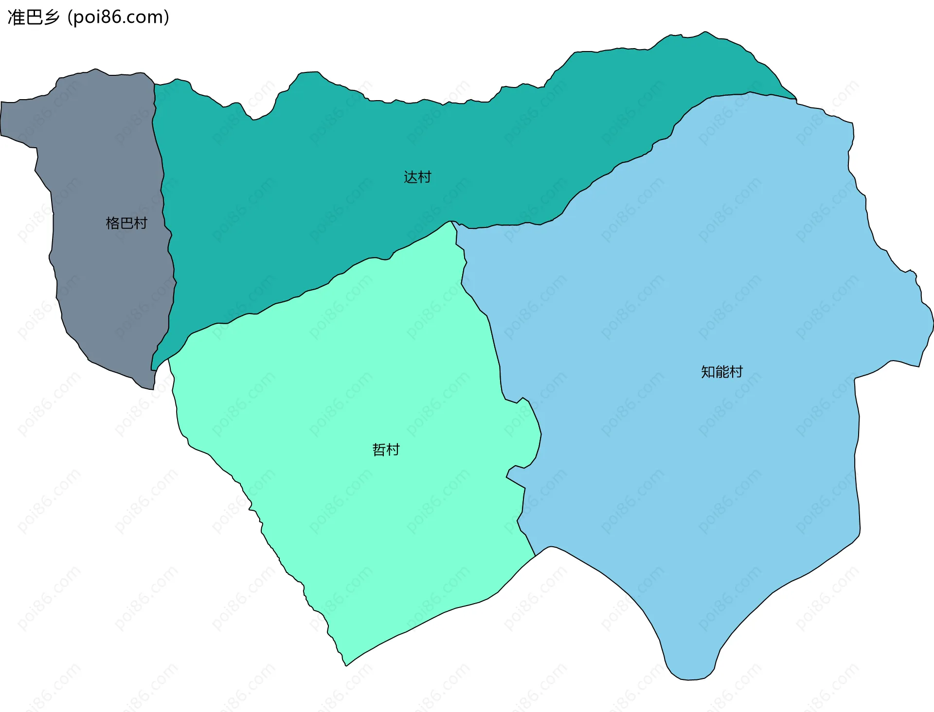 准巴乡边界地图(五级行政区划)