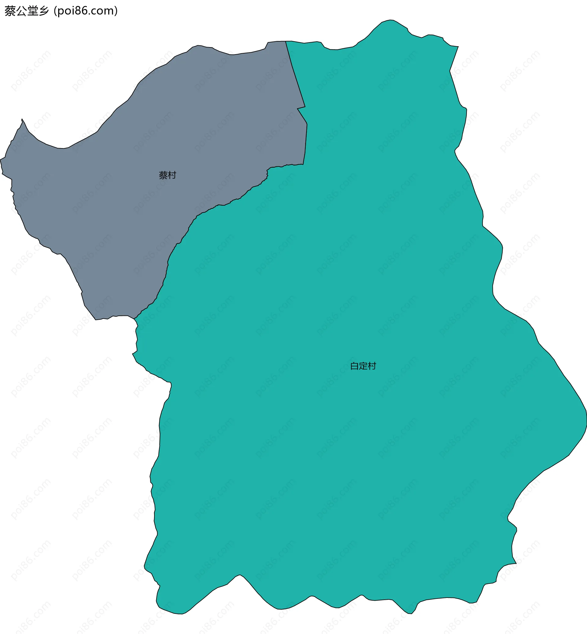 蔡公堂乡边界地图(五级行政区划)