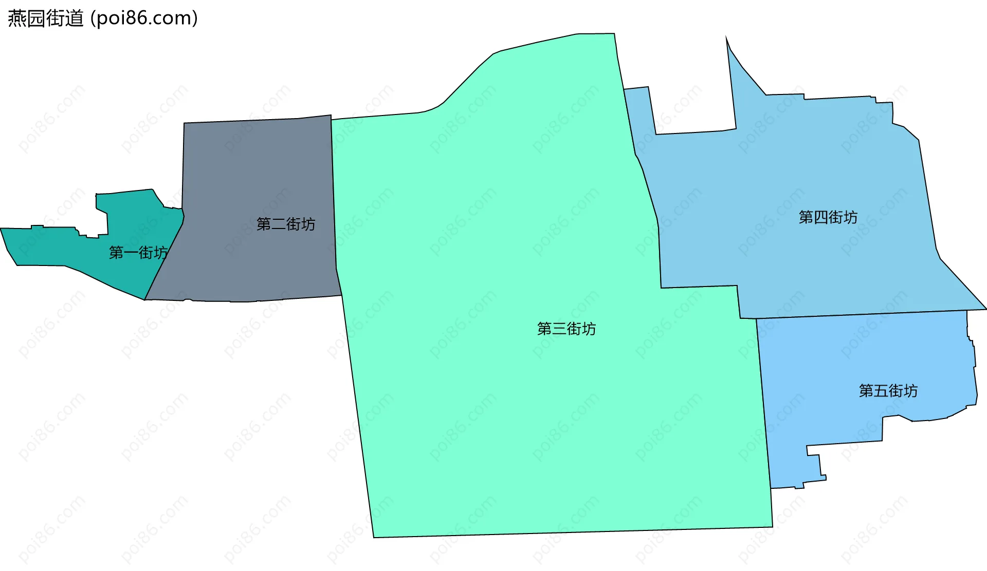 燕园街道边界地图(五级行政区划)