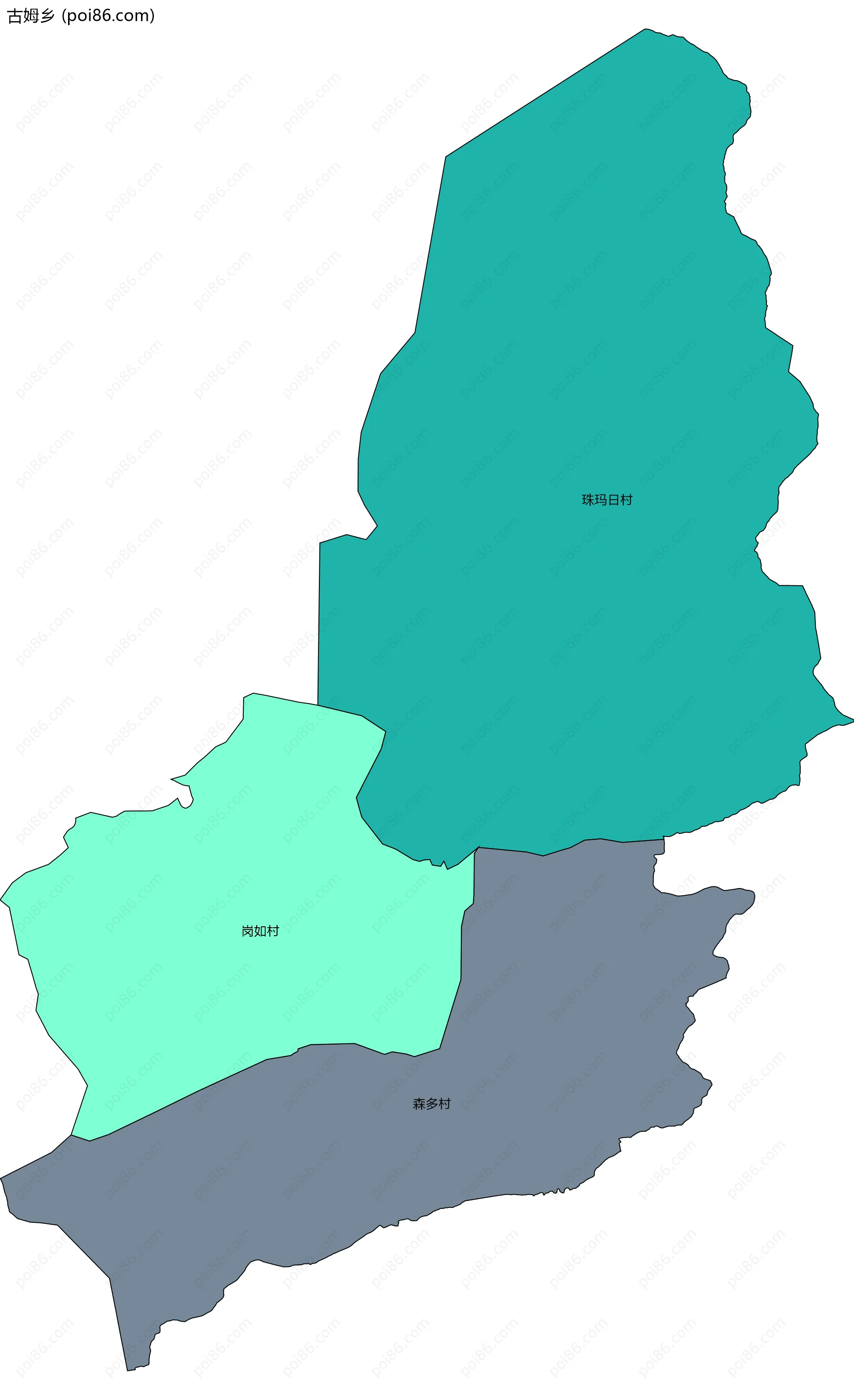 古姆乡边界地图(五级行政区划)