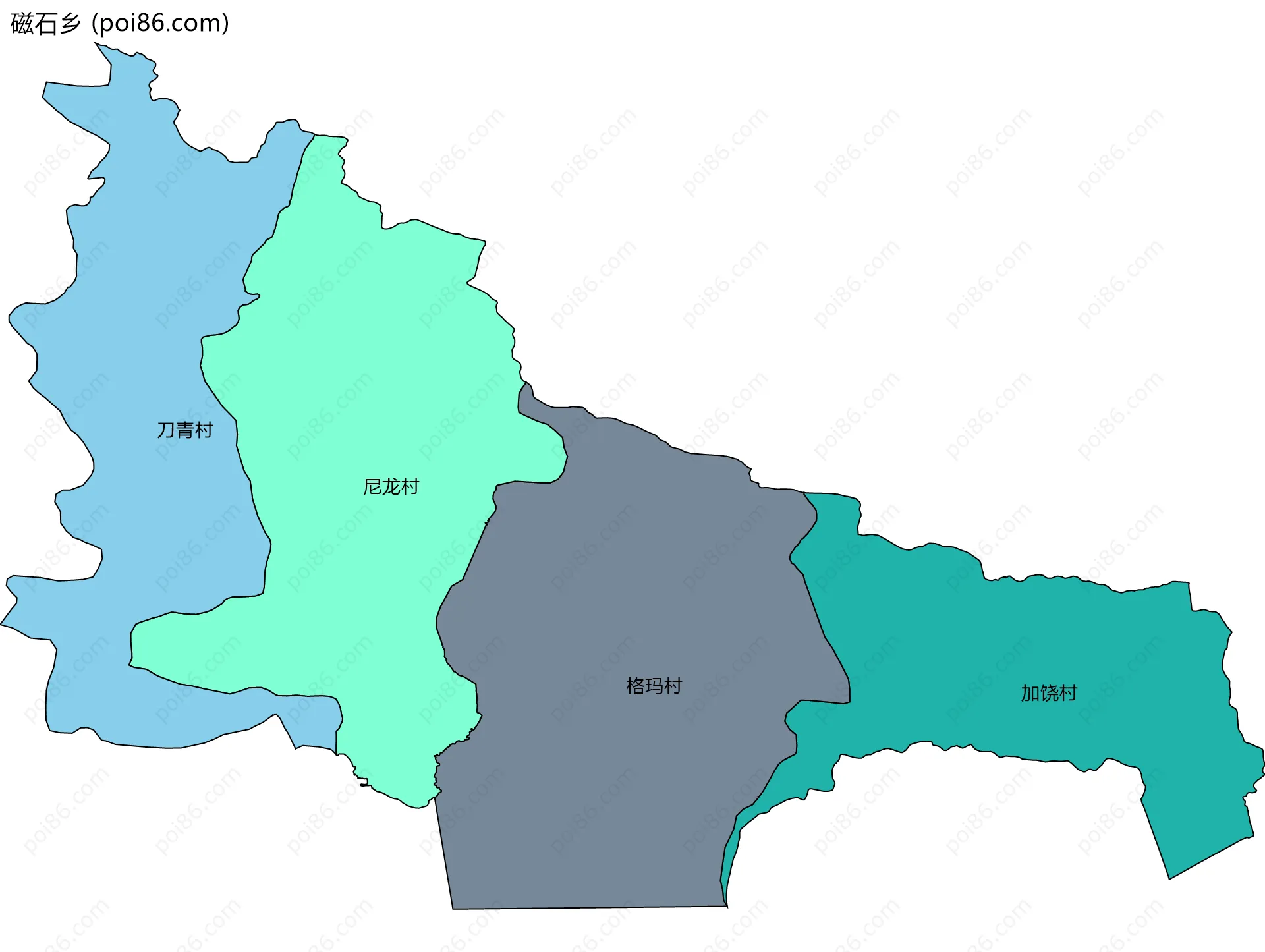 磁石乡边界地图(五级行政区划)