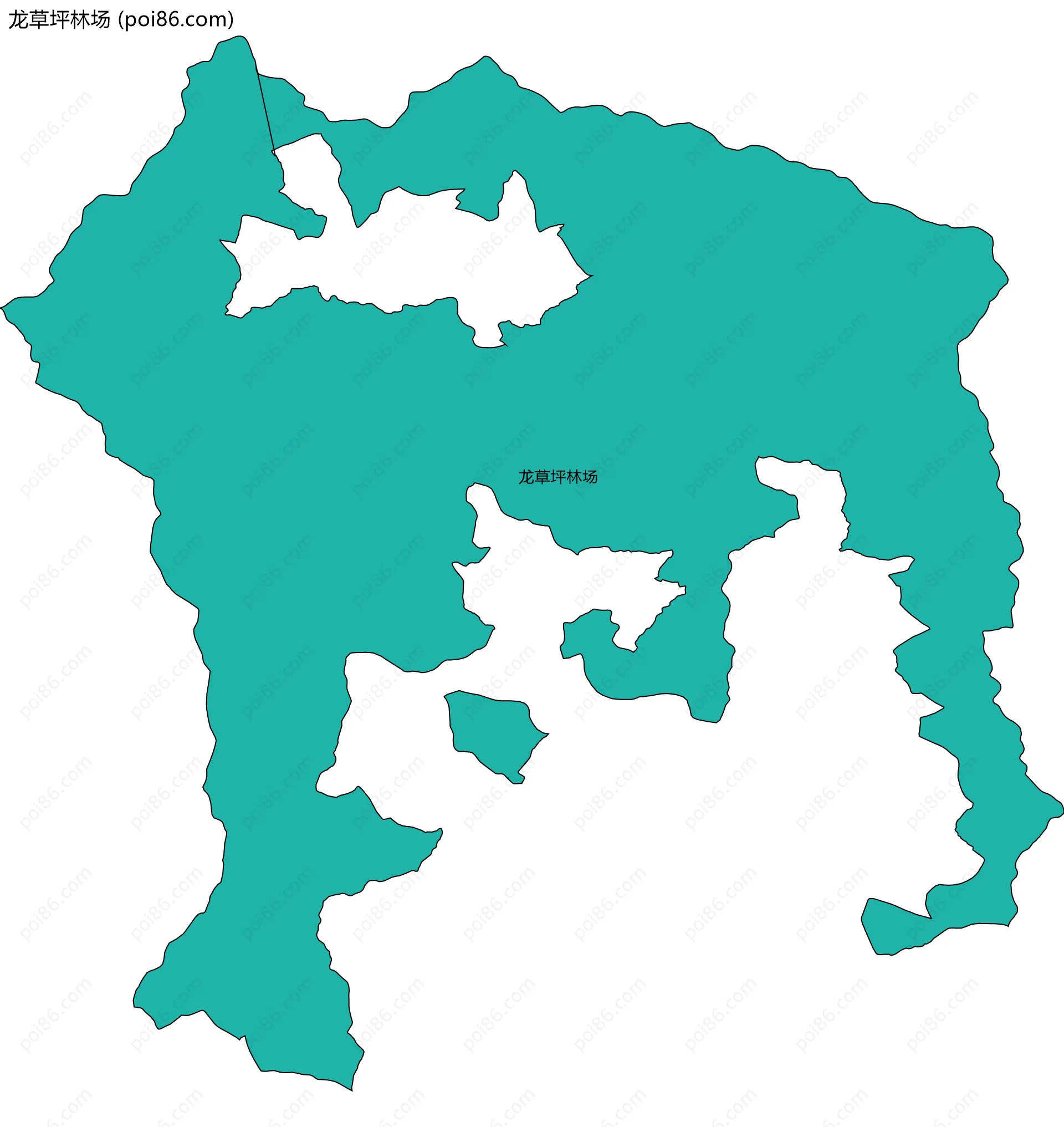 龙草坪林场边界地图(五级行政区划)