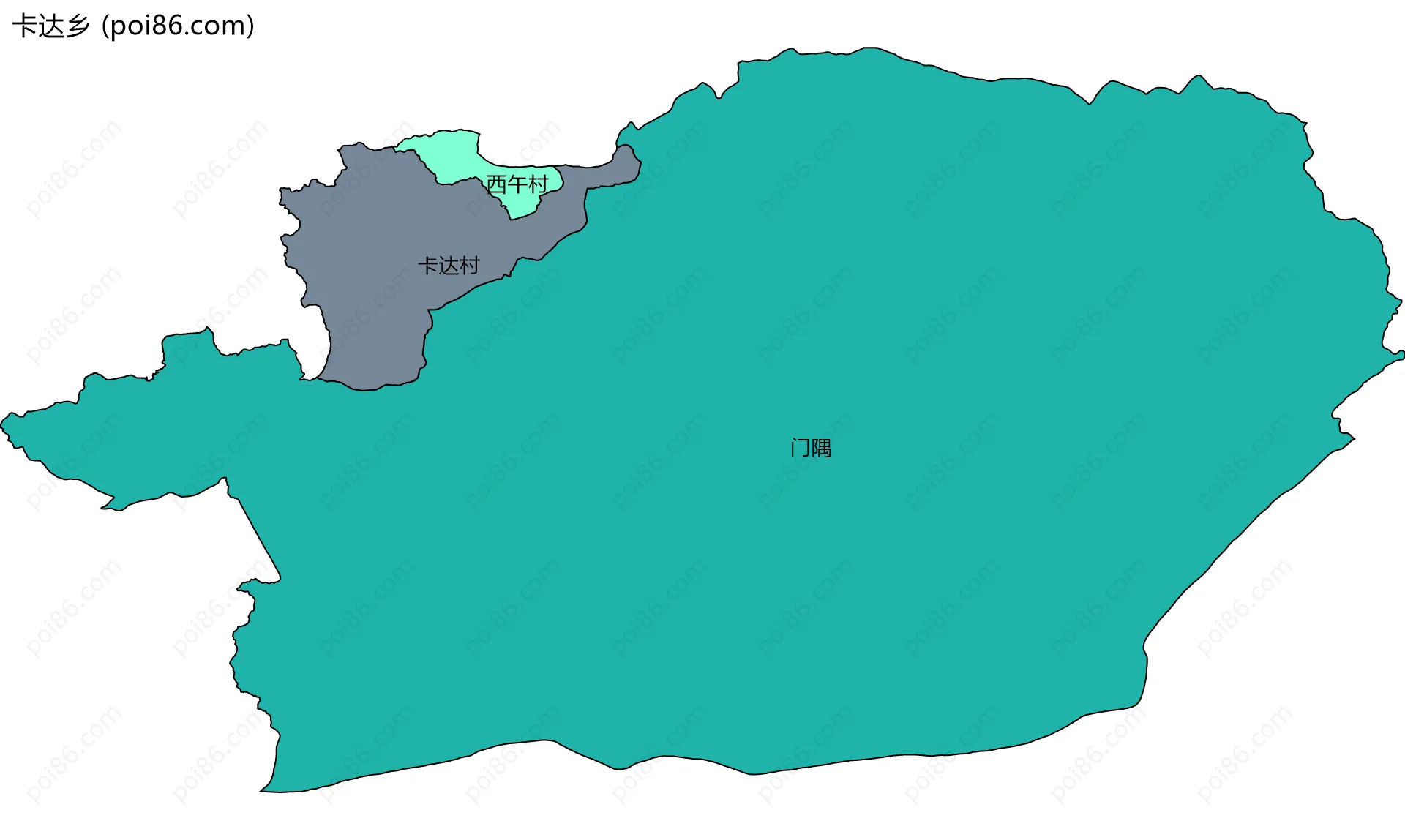 卡达乡边界地图(五级行政区划)