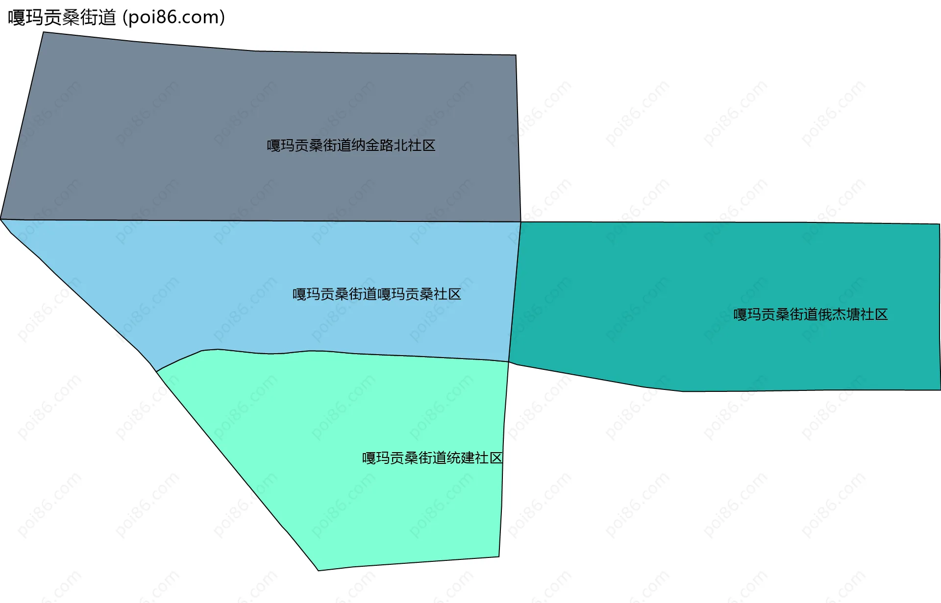 嘎玛贡桑街道边界地图(五级行政区划)
