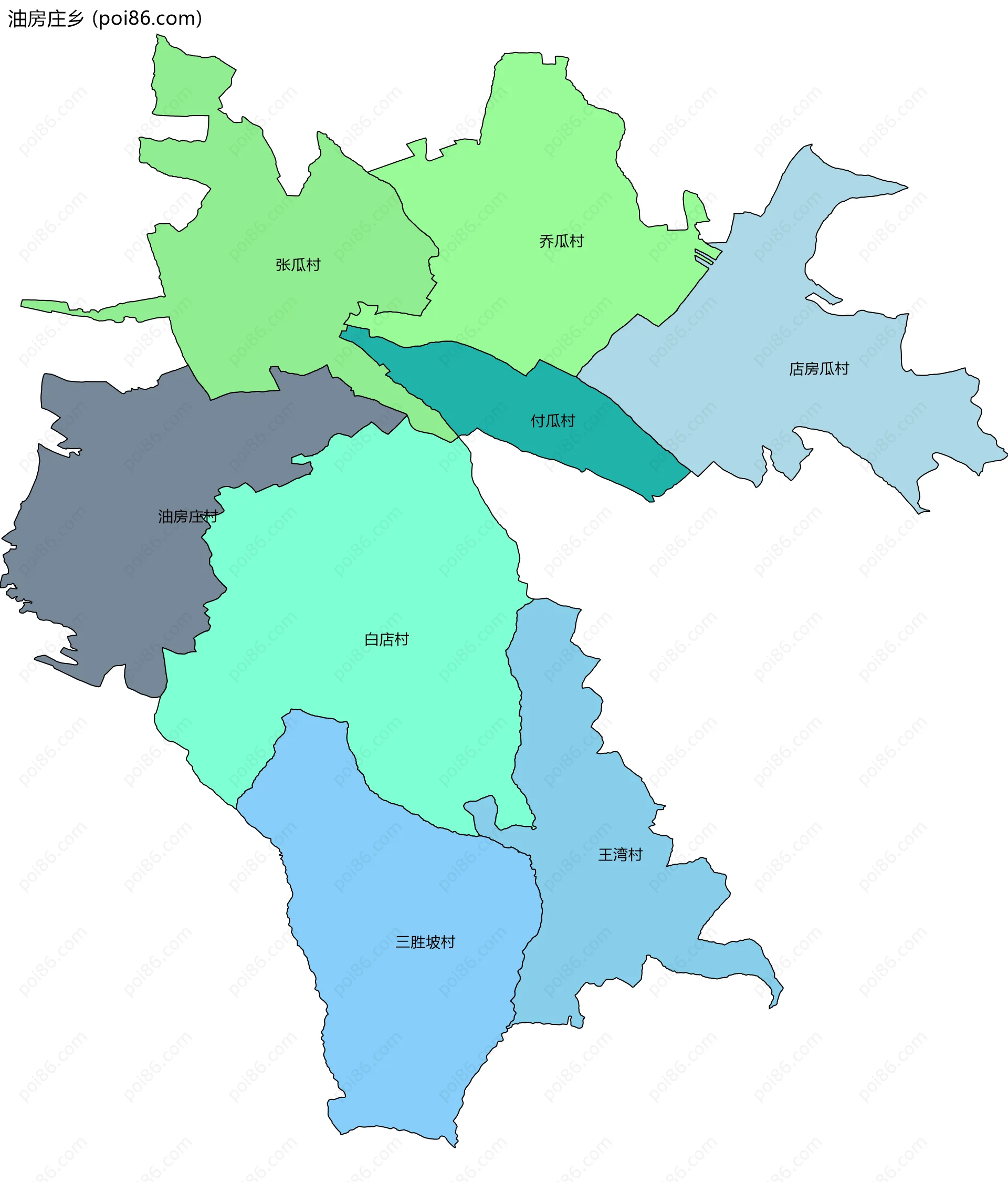 油房庄乡边界地图(五级行政区划)