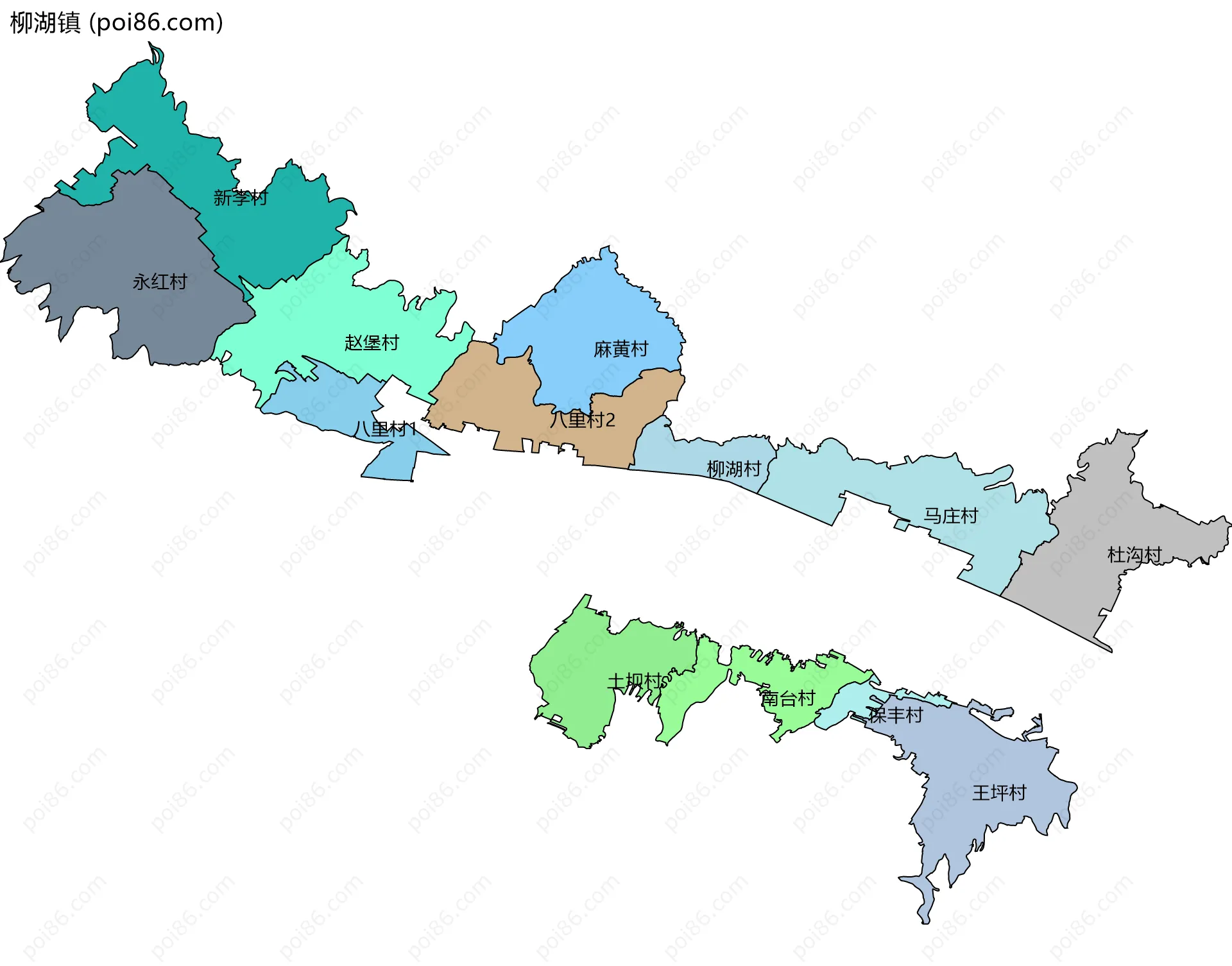 柳湖镇边界地图(五级行政区划)