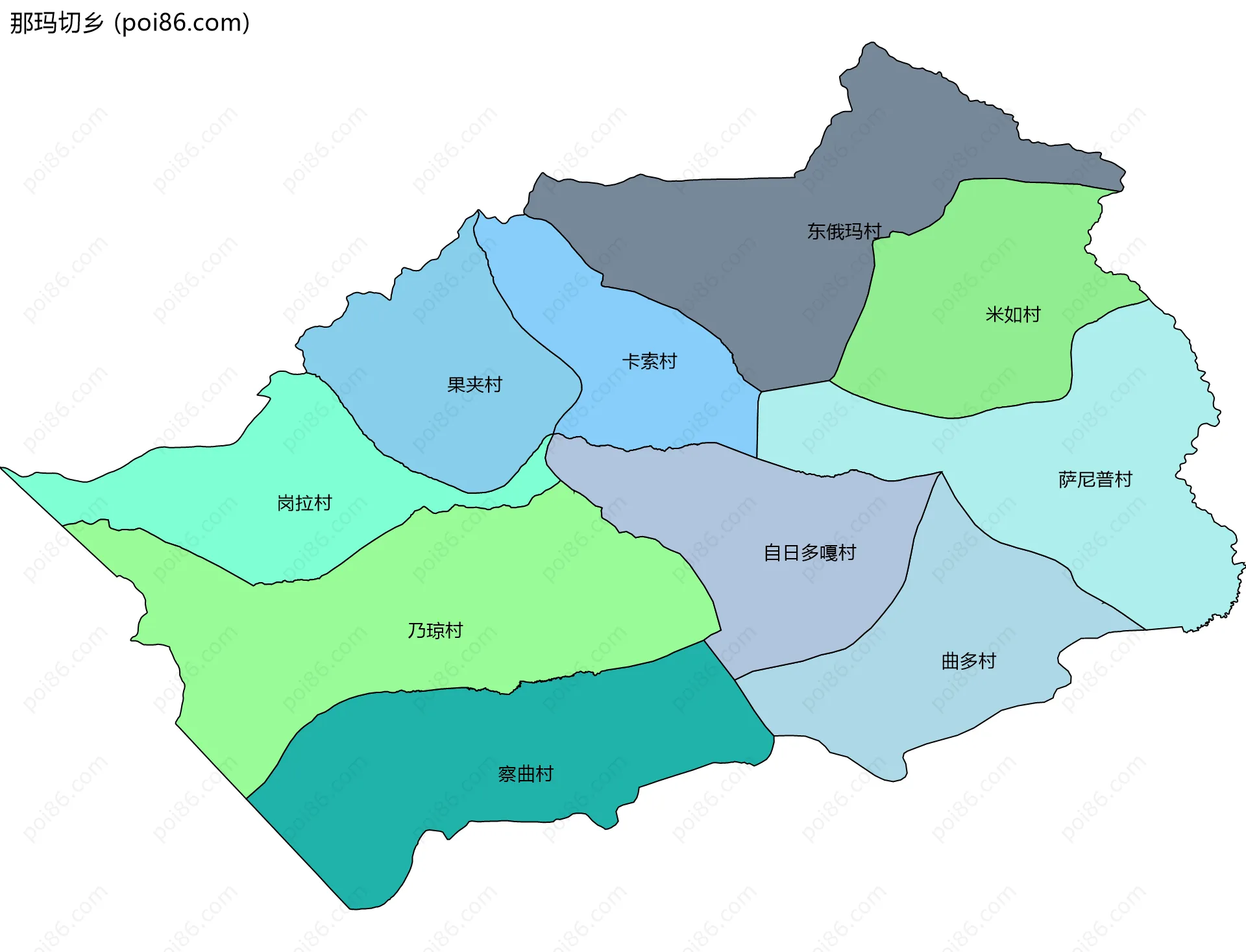 那玛切乡边界地图(五级行政区划)