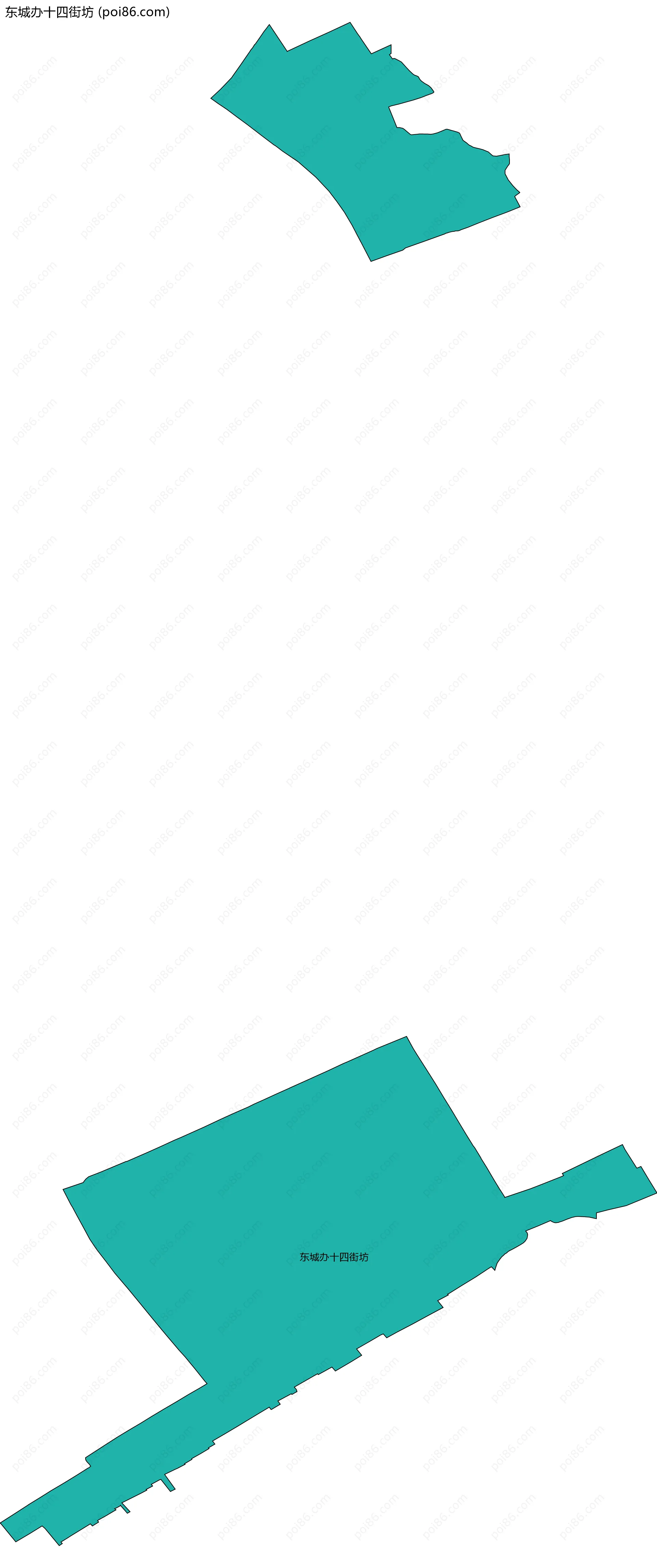 东城办十四街坊边界地图