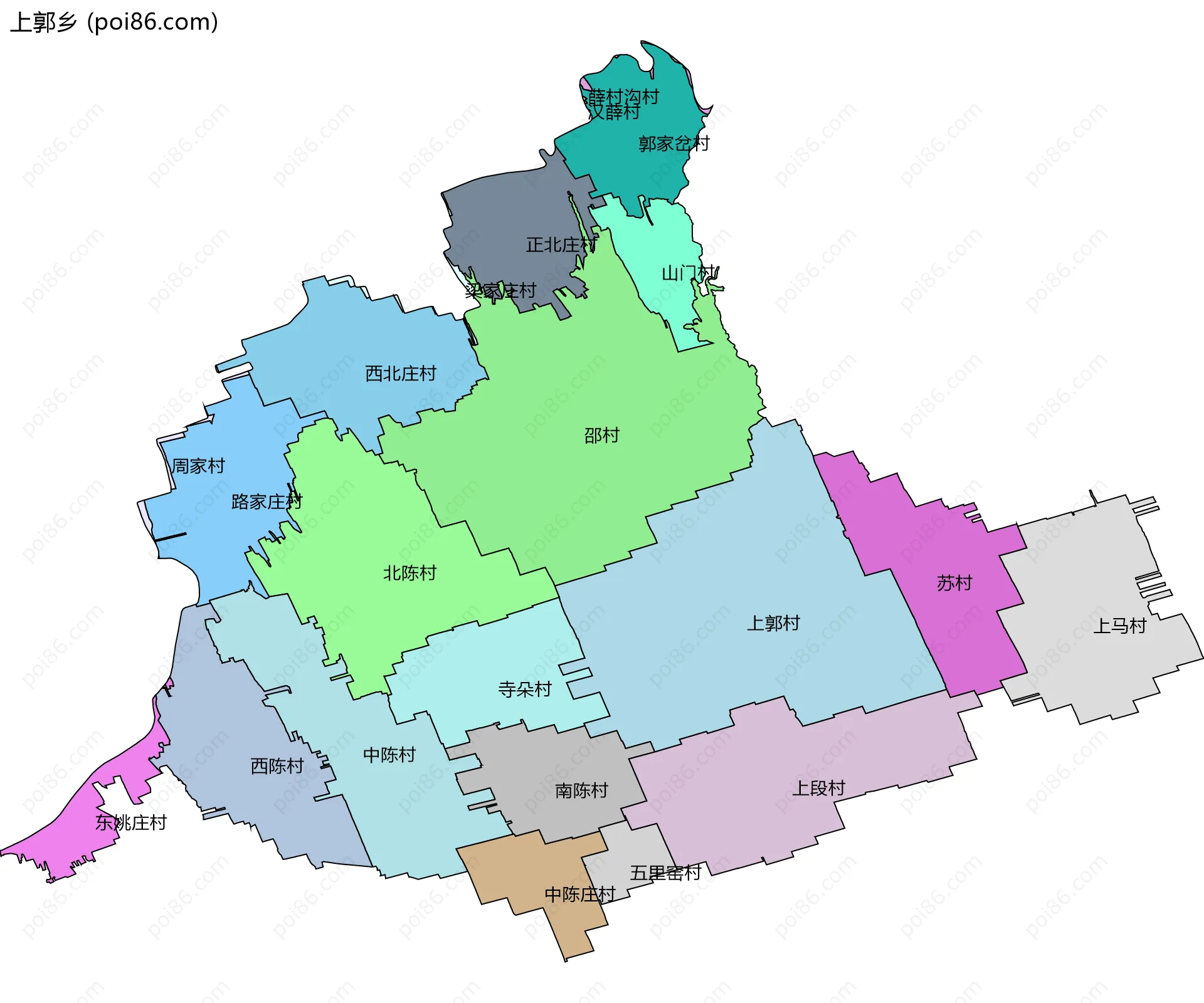 上郭乡边界地图(五级行政区划)