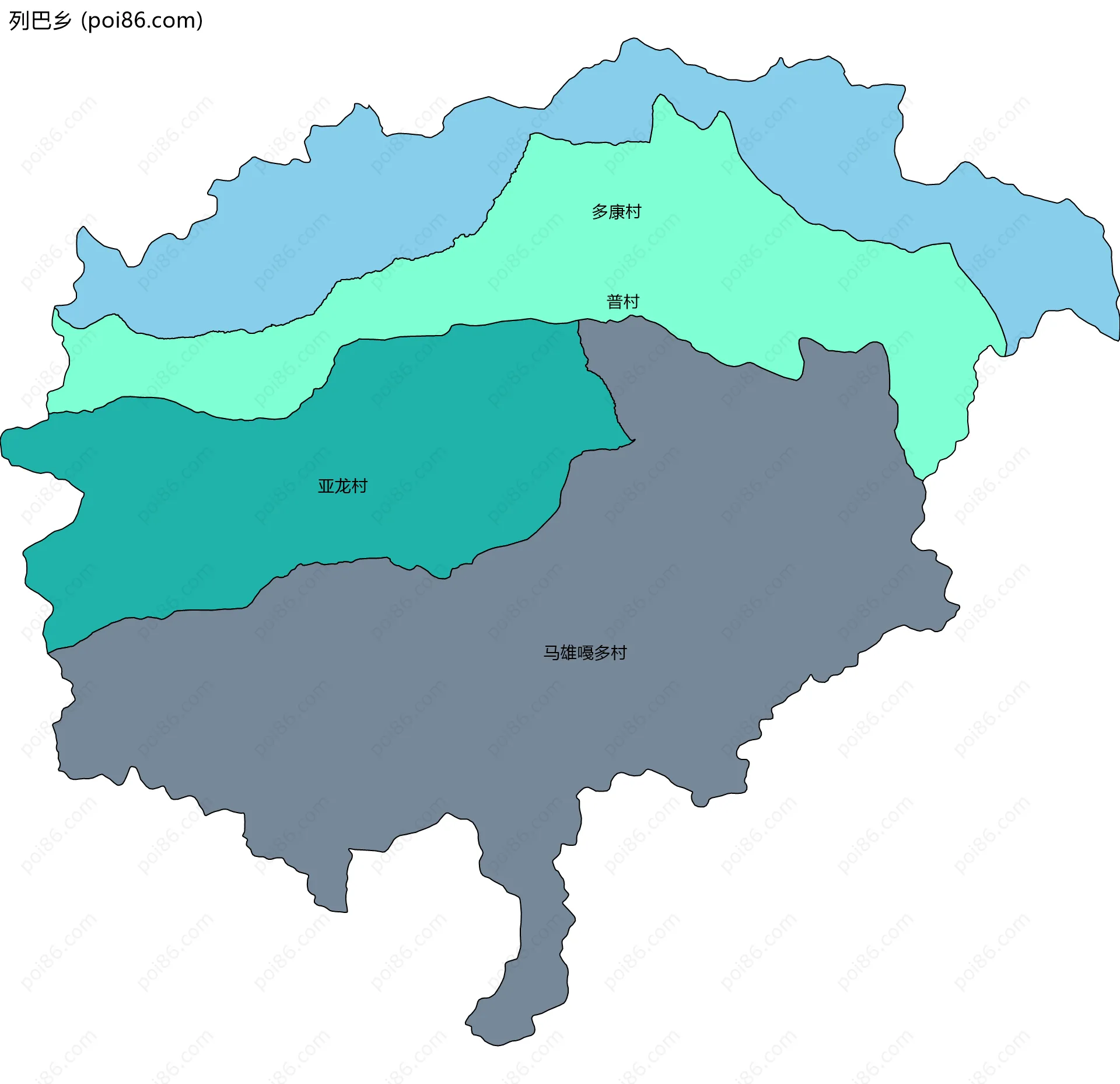 列巴乡边界地图(五级行政区划)
