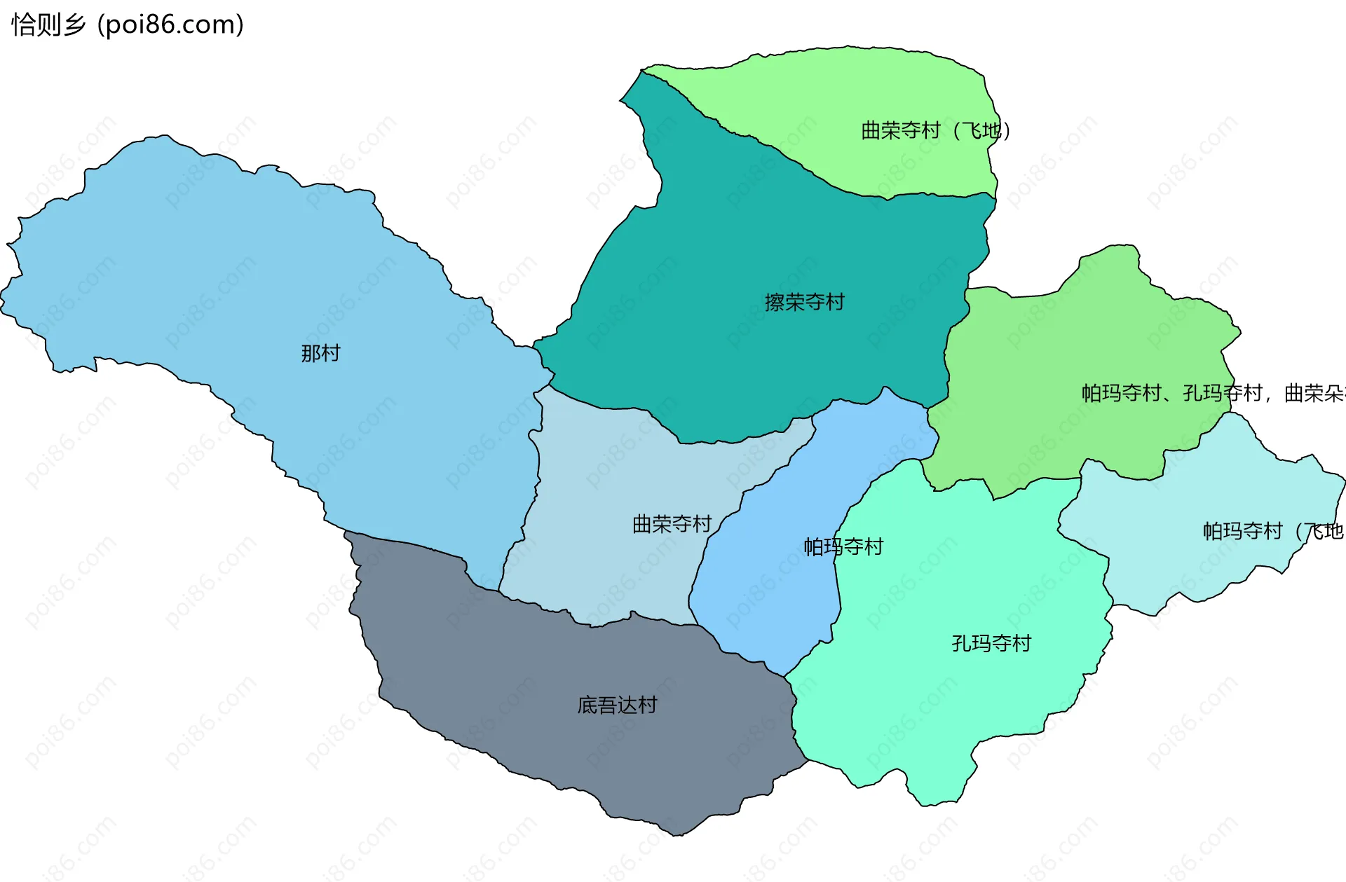 恰则乡边界地图(五级行政区划)