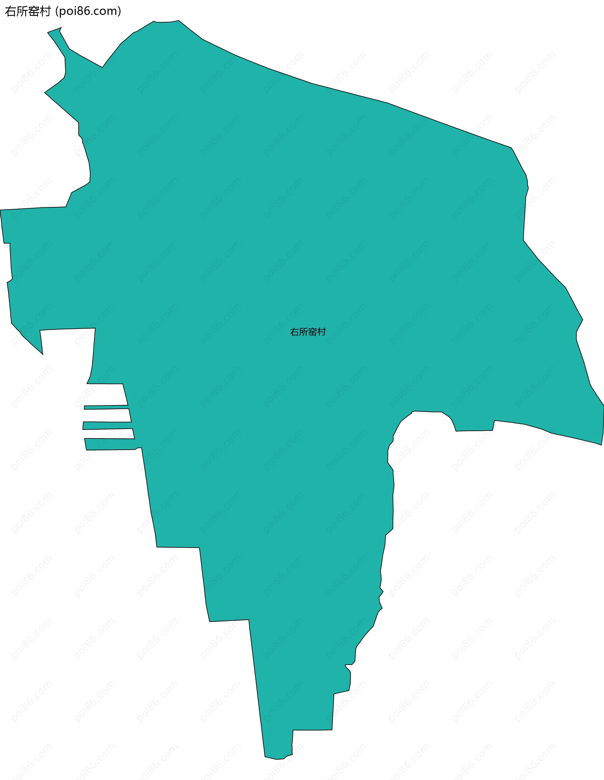 右所窑村边界地图