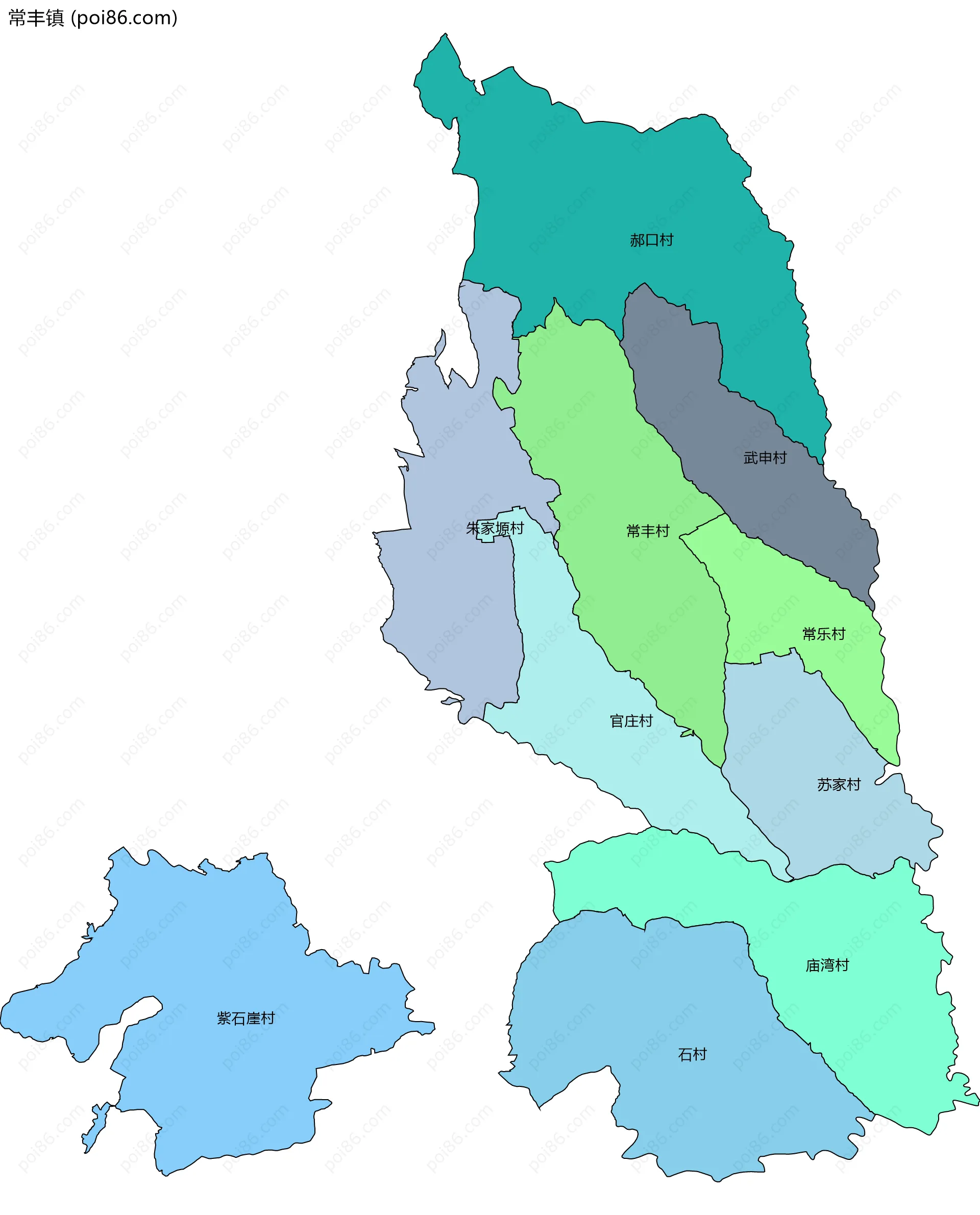 常丰镇边界地图(五级行政区划)