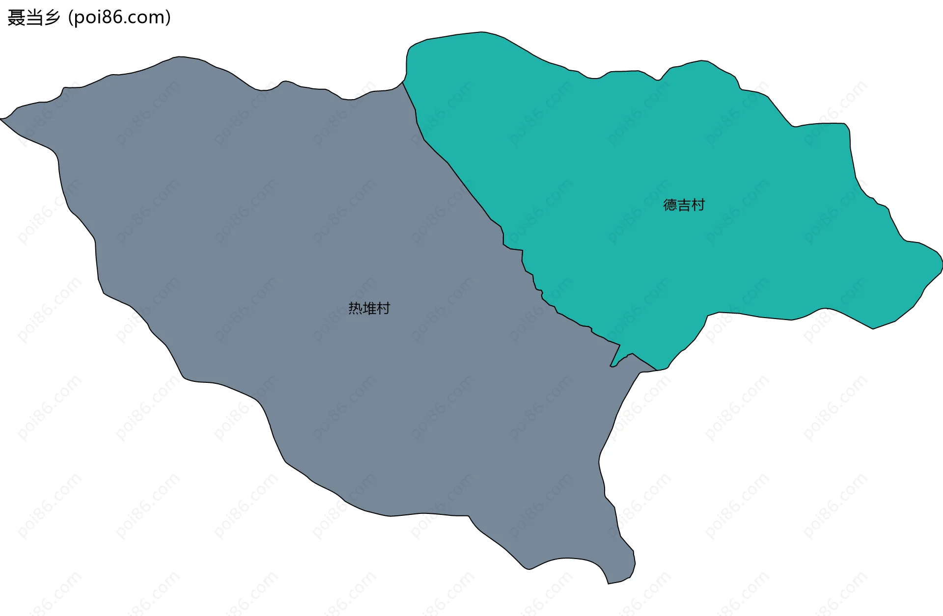 聂当乡边界地图(五级行政区划)