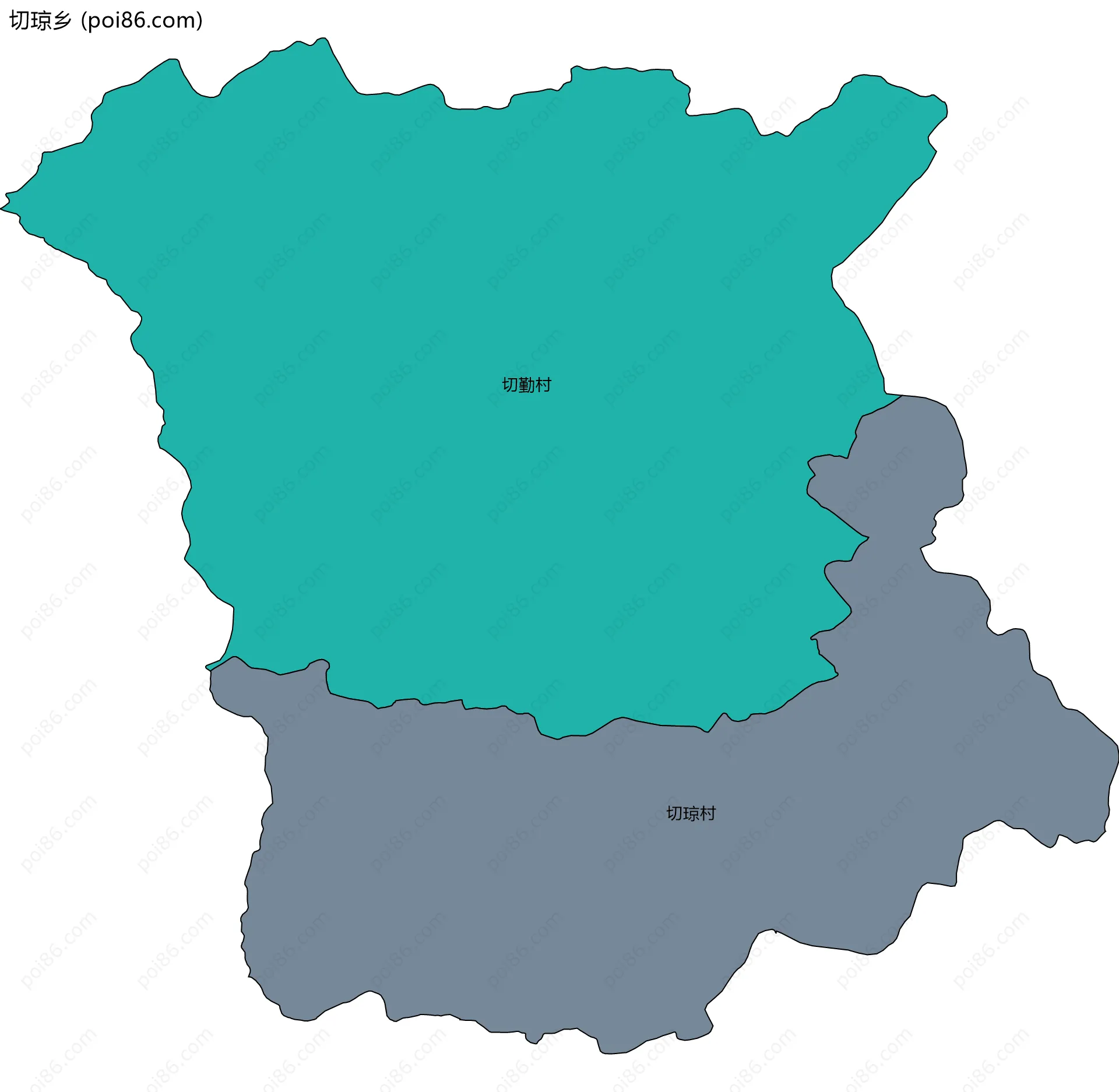 切琼乡边界地图(五级行政区划)