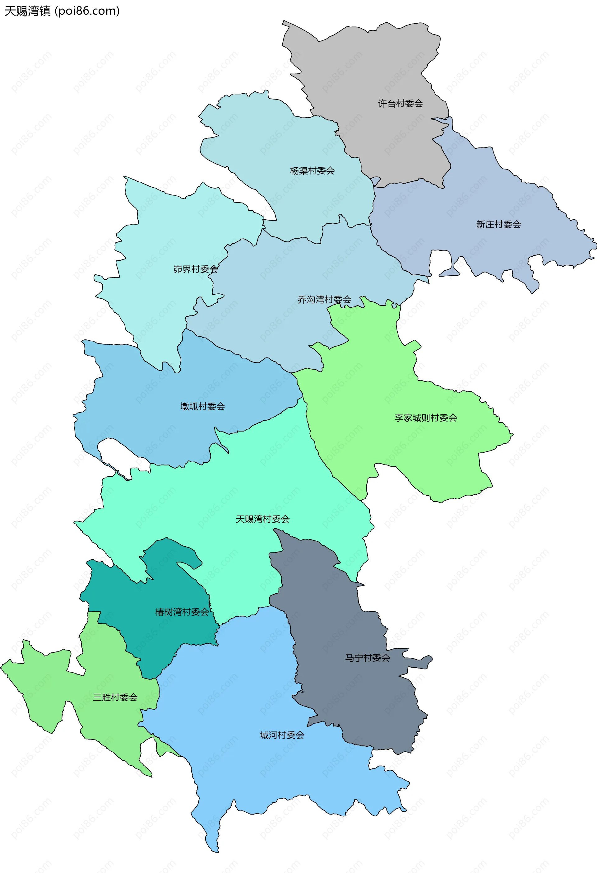 天赐湾镇边界地图(五级行政区划)