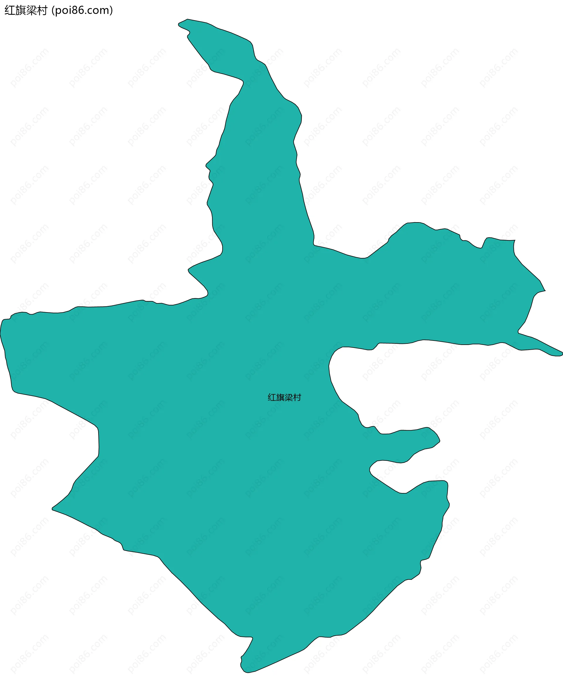 红旗梁村边界地图