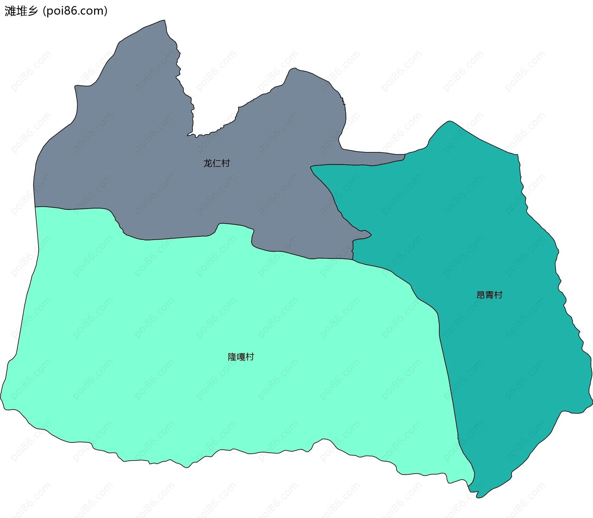 滩堆乡边界地图(五级行政区划)
