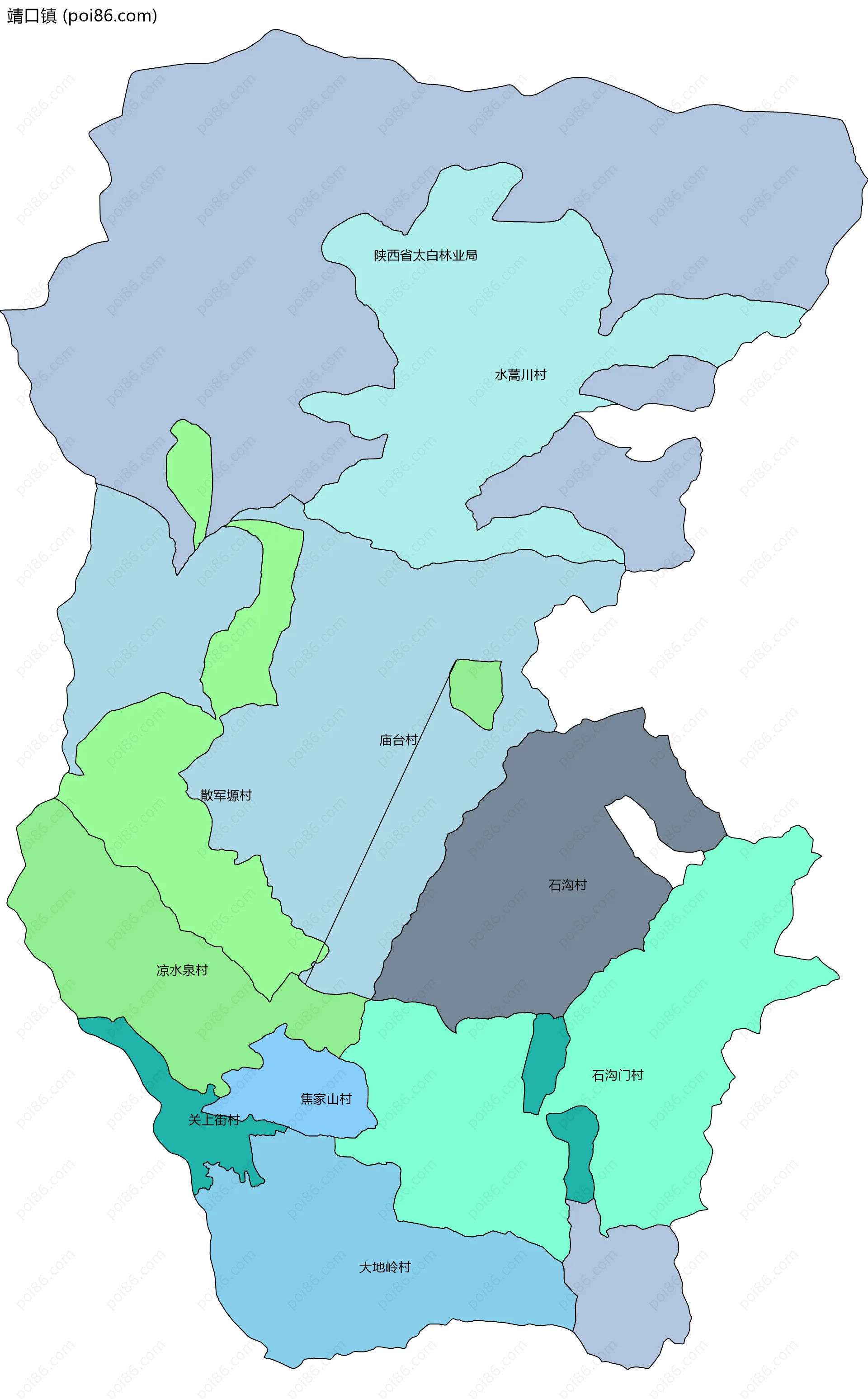 靖口镇边界地图(五级行政区划)
