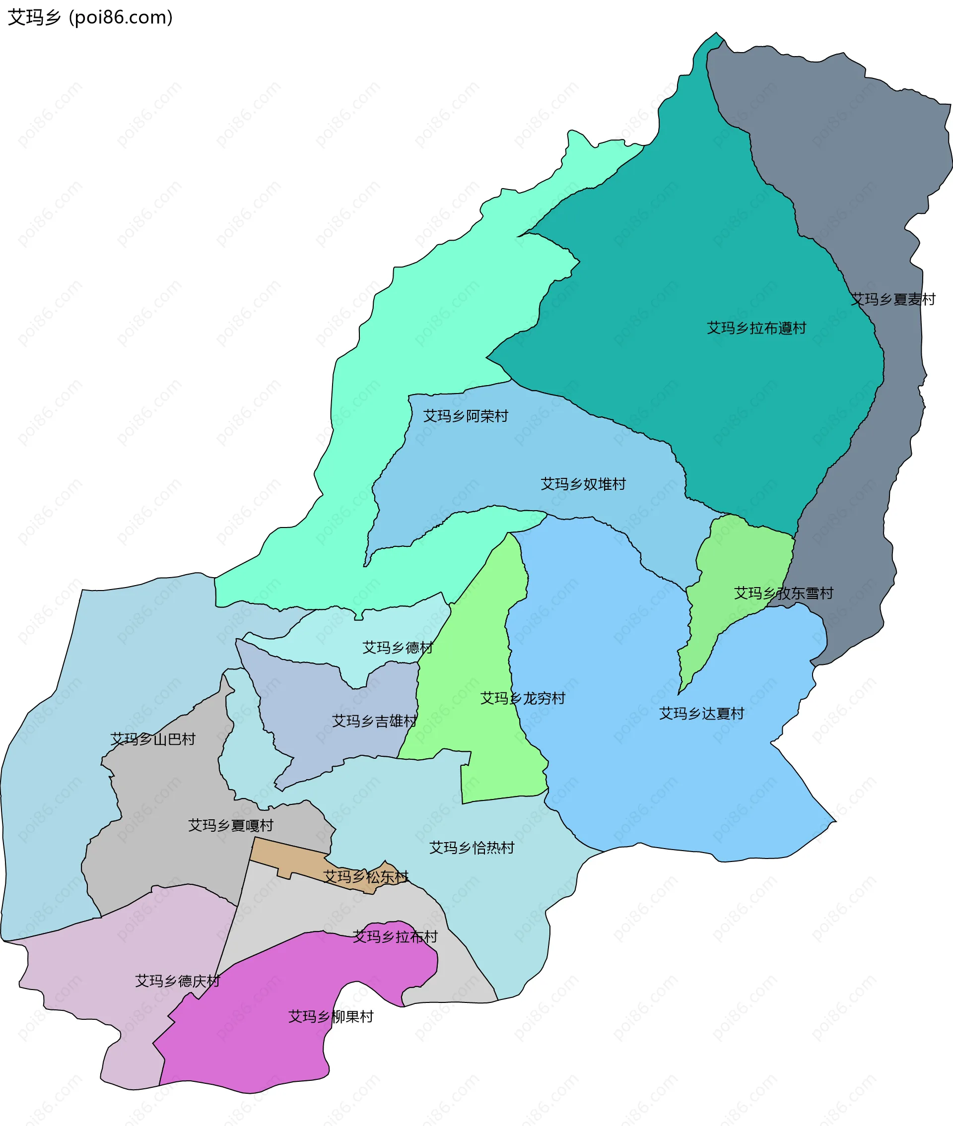 艾玛乡边界地图(五级行政区划)