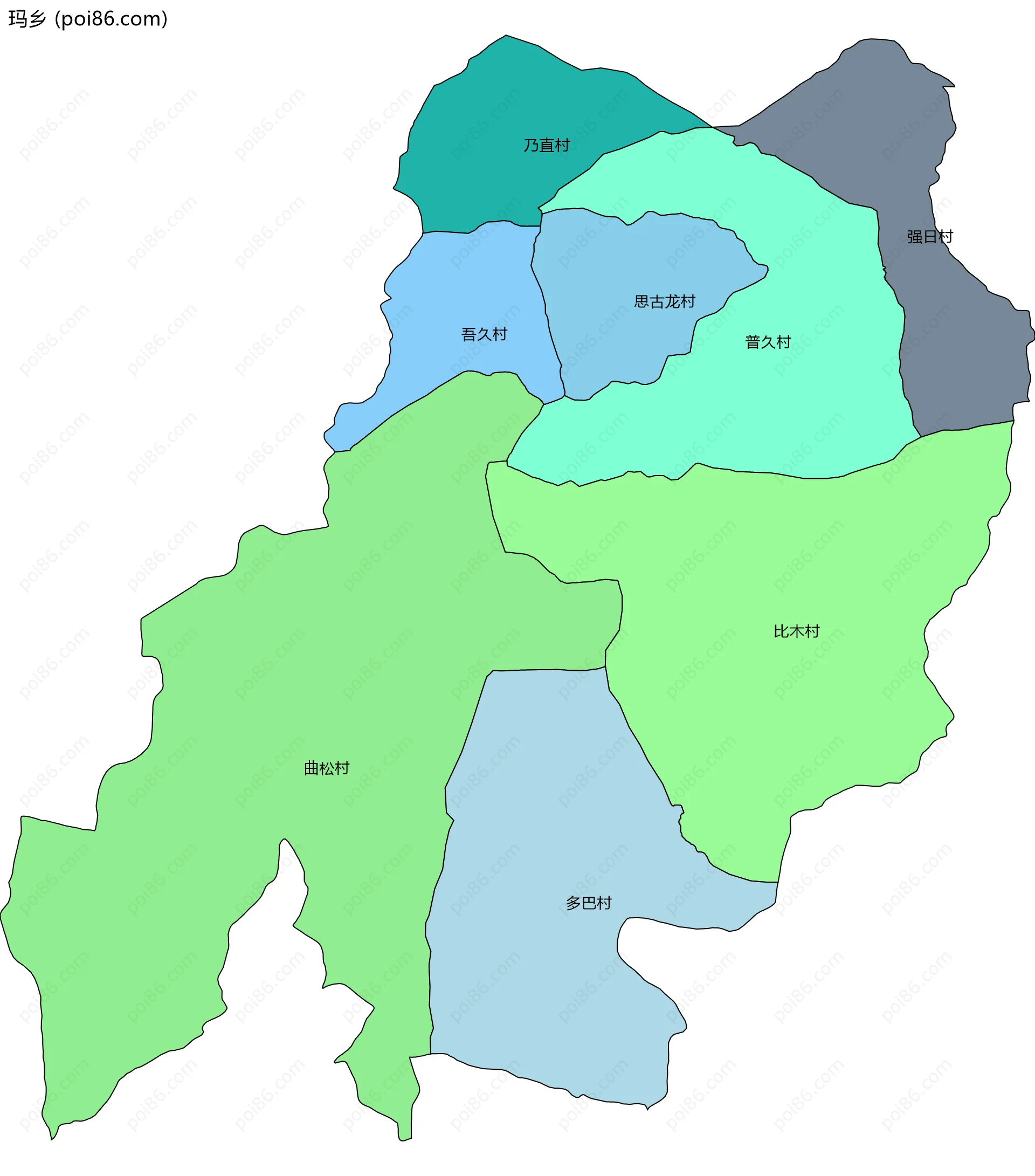 玛乡边界地图(五级行政区划)