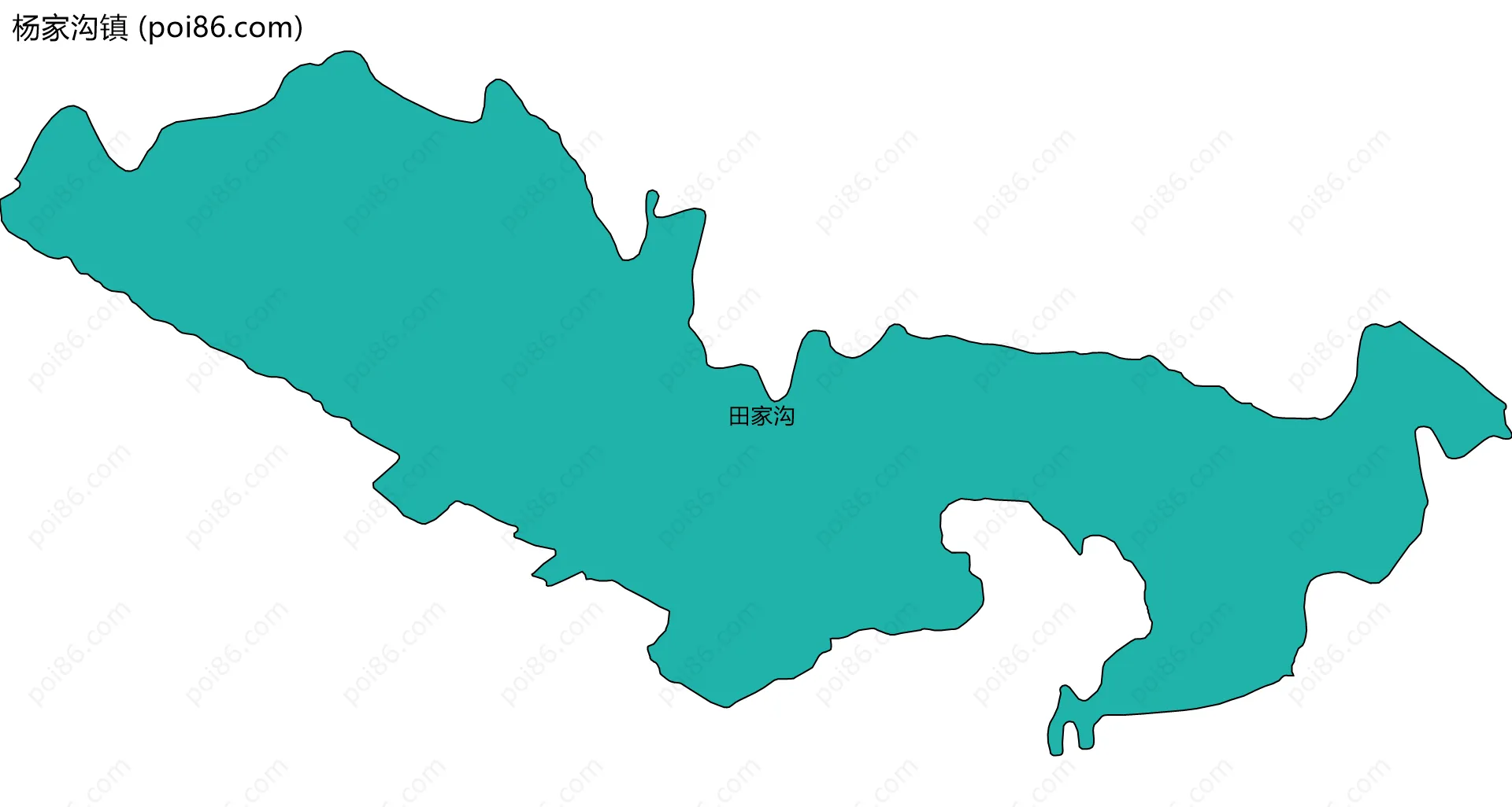 杨家沟镇边界地图(五级行政区划)