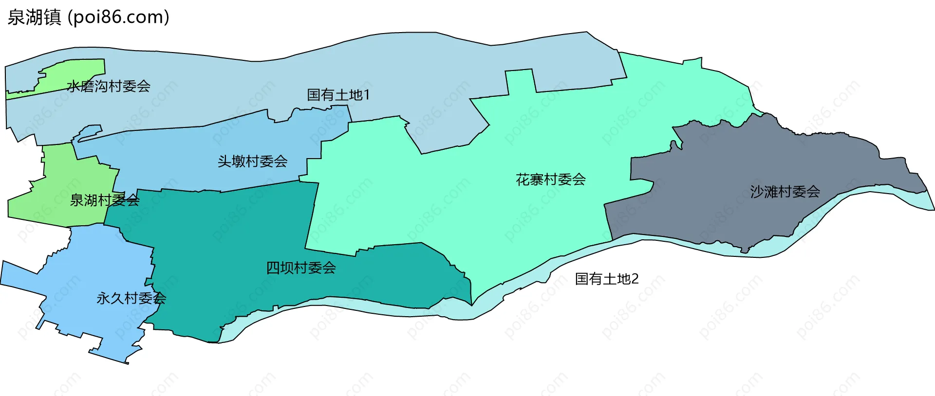 泉湖镇边界地图(五级行政区划)