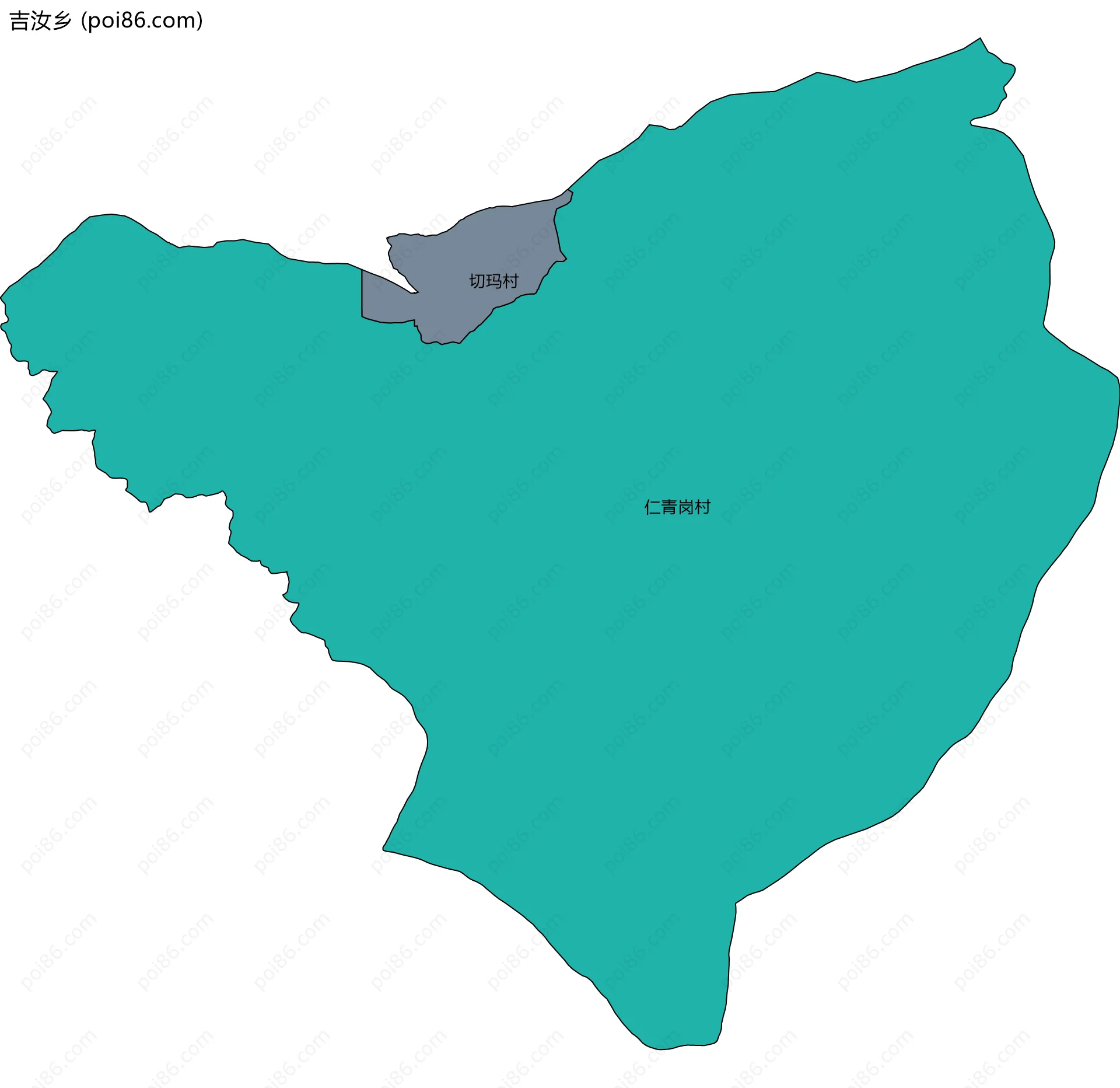 吉汝乡边界地图(五级行政区划)