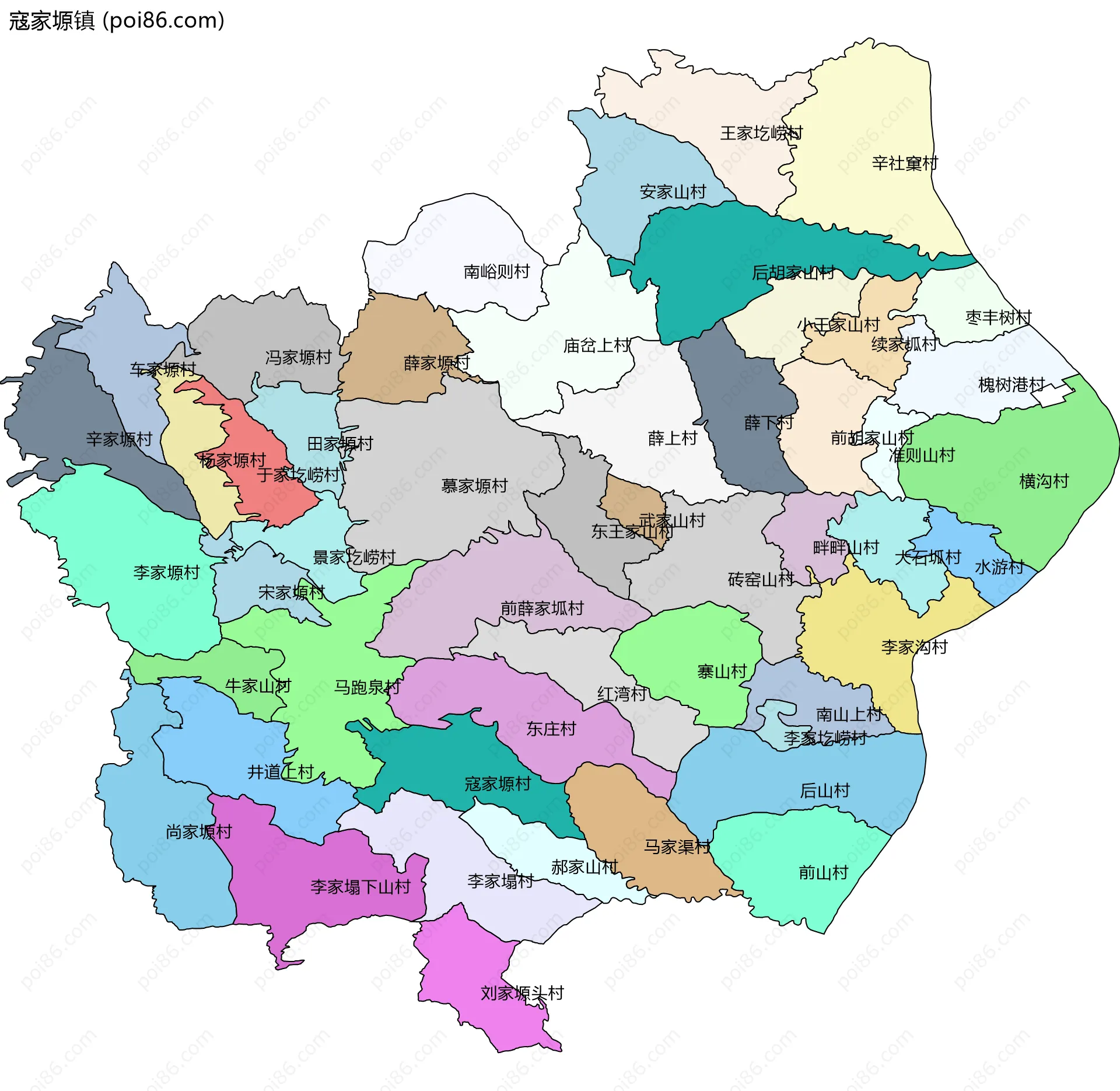 寇家塬镇边界地图(五级行政区划)