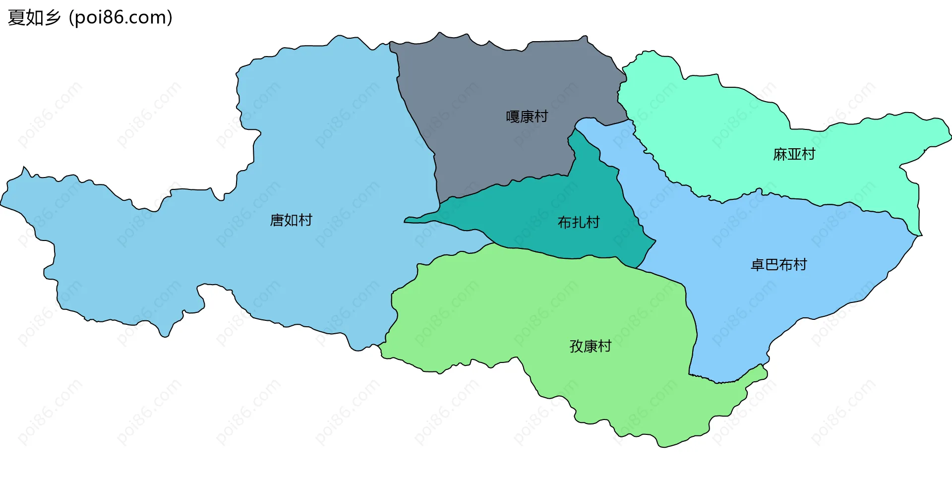 夏如乡边界地图(五级行政区划)
