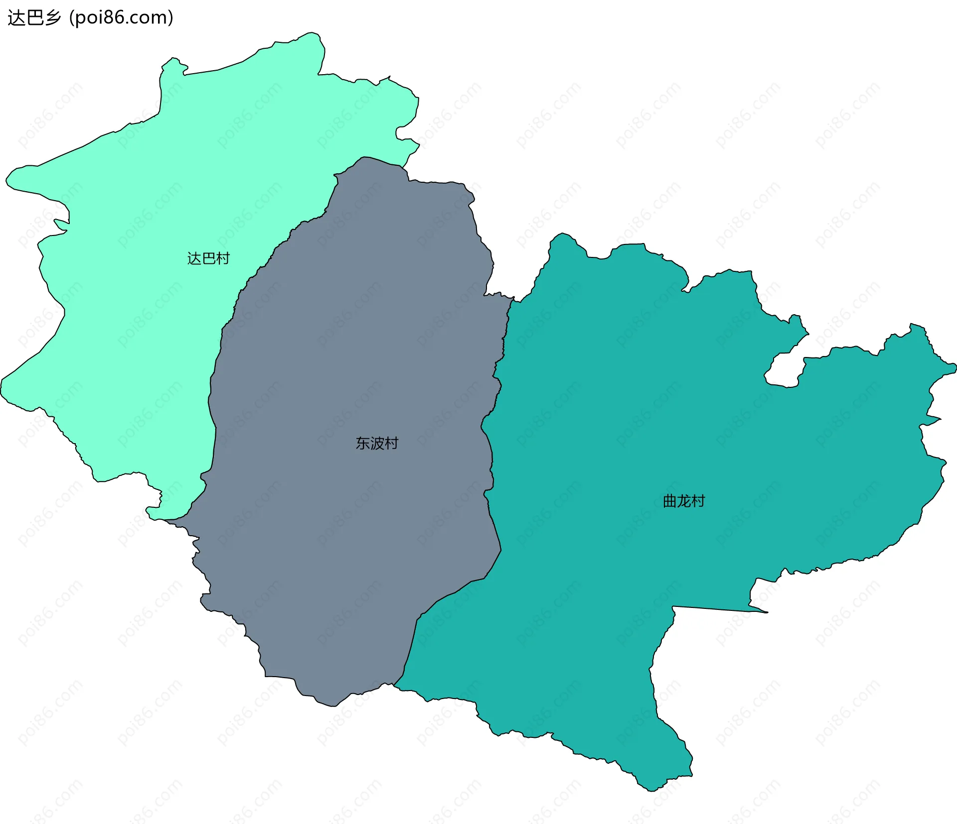 达巴乡边界地图(五级行政区划)