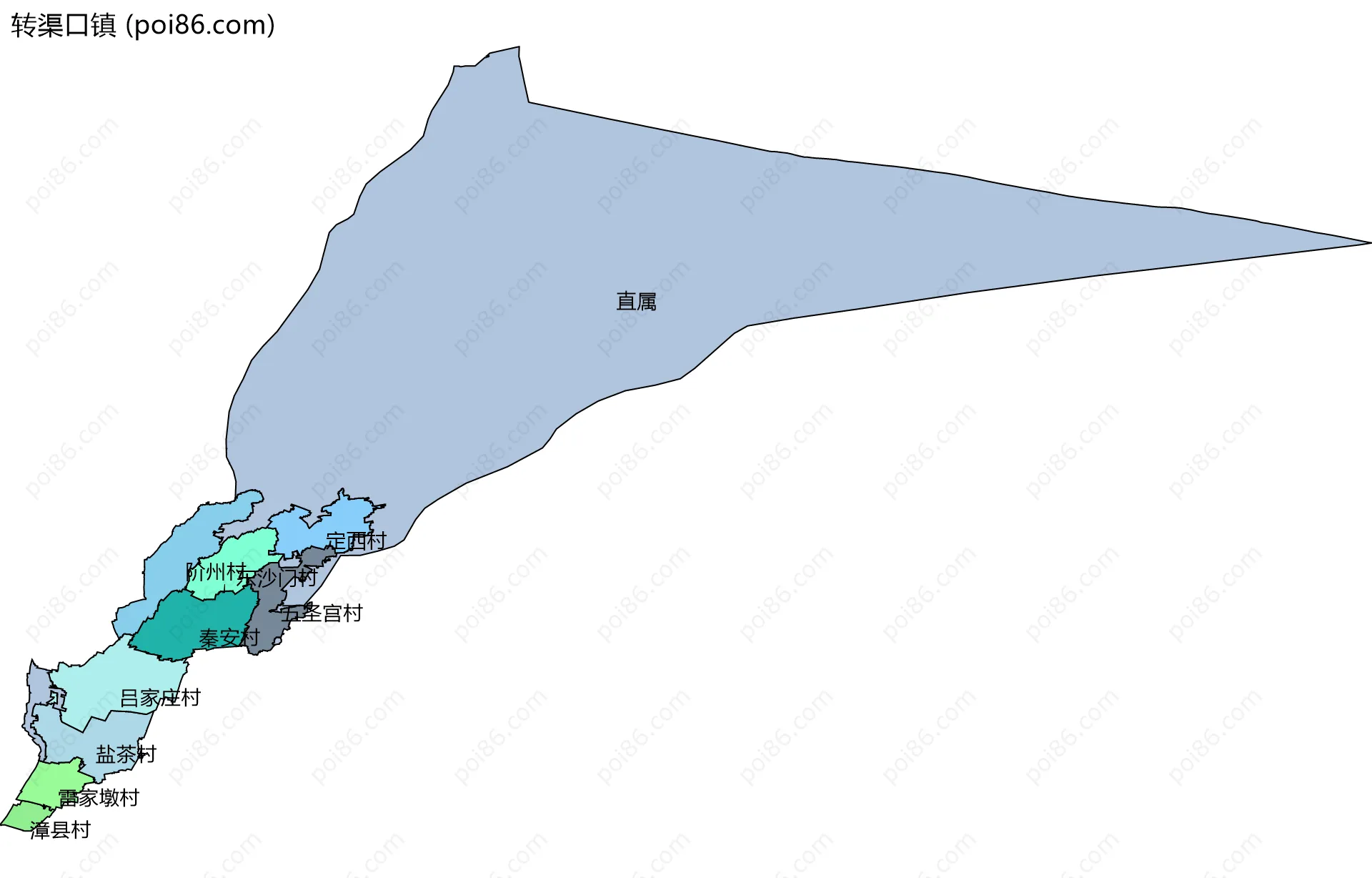 转渠口镇边界地图(五级行政区划)