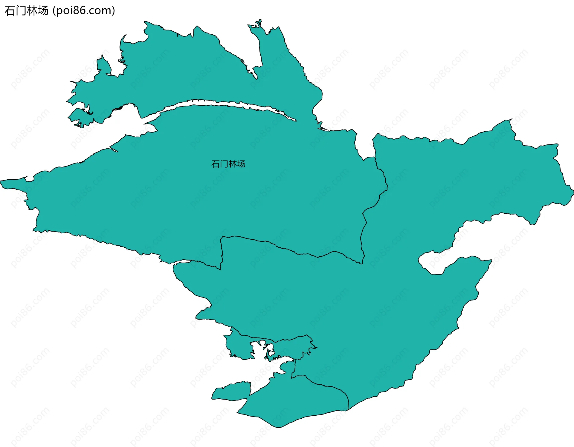 石门林场边界地图(五级行政区划)