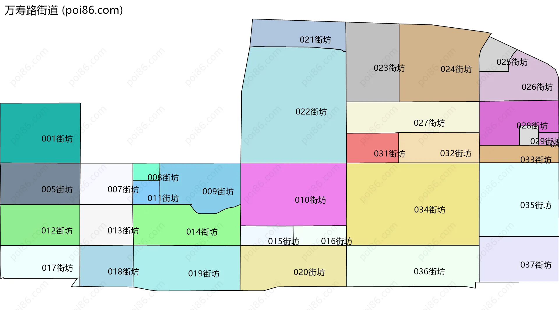 万寿路街道边界地图(五级行政区划)