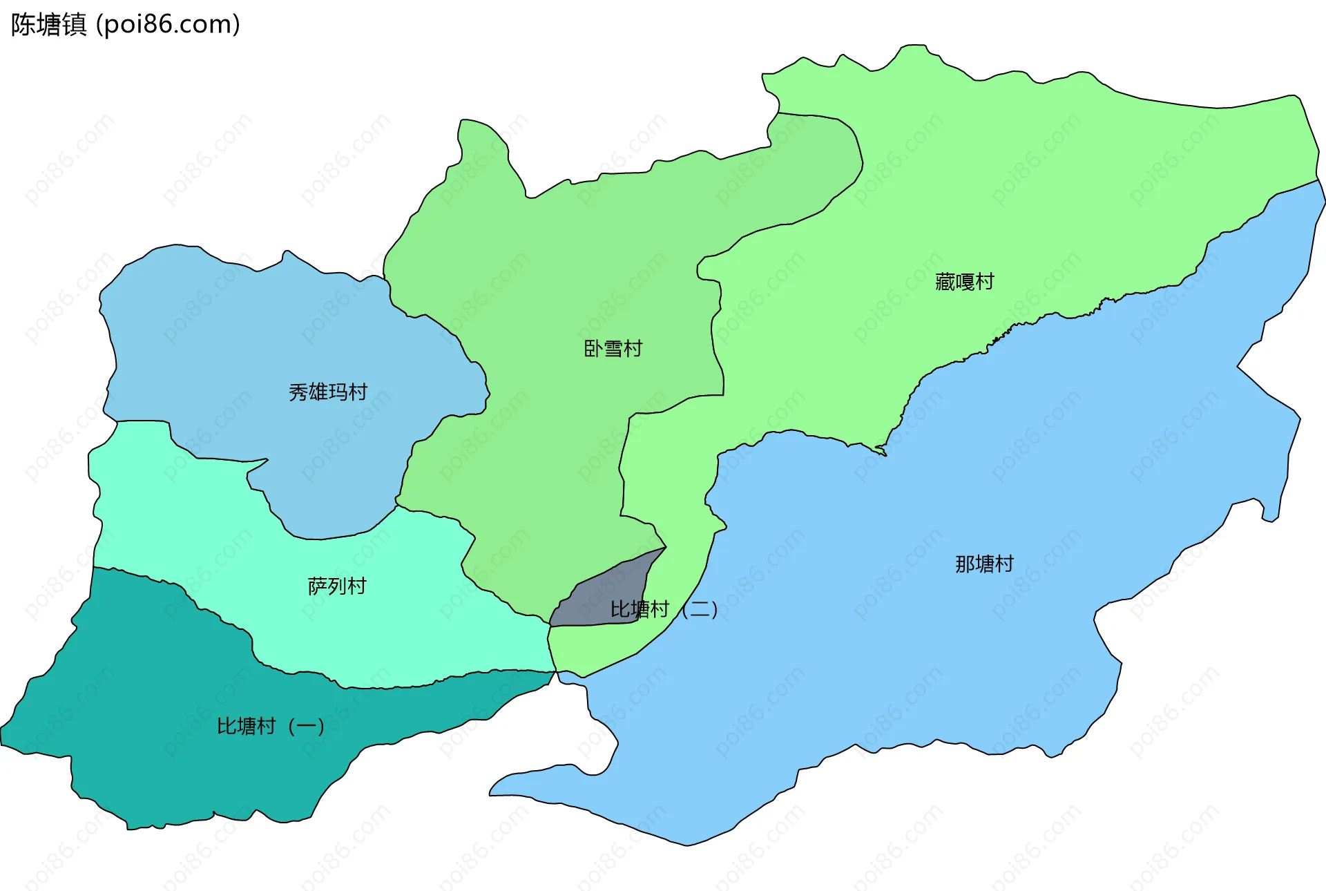 陈塘镇边界地图(五级行政区划)