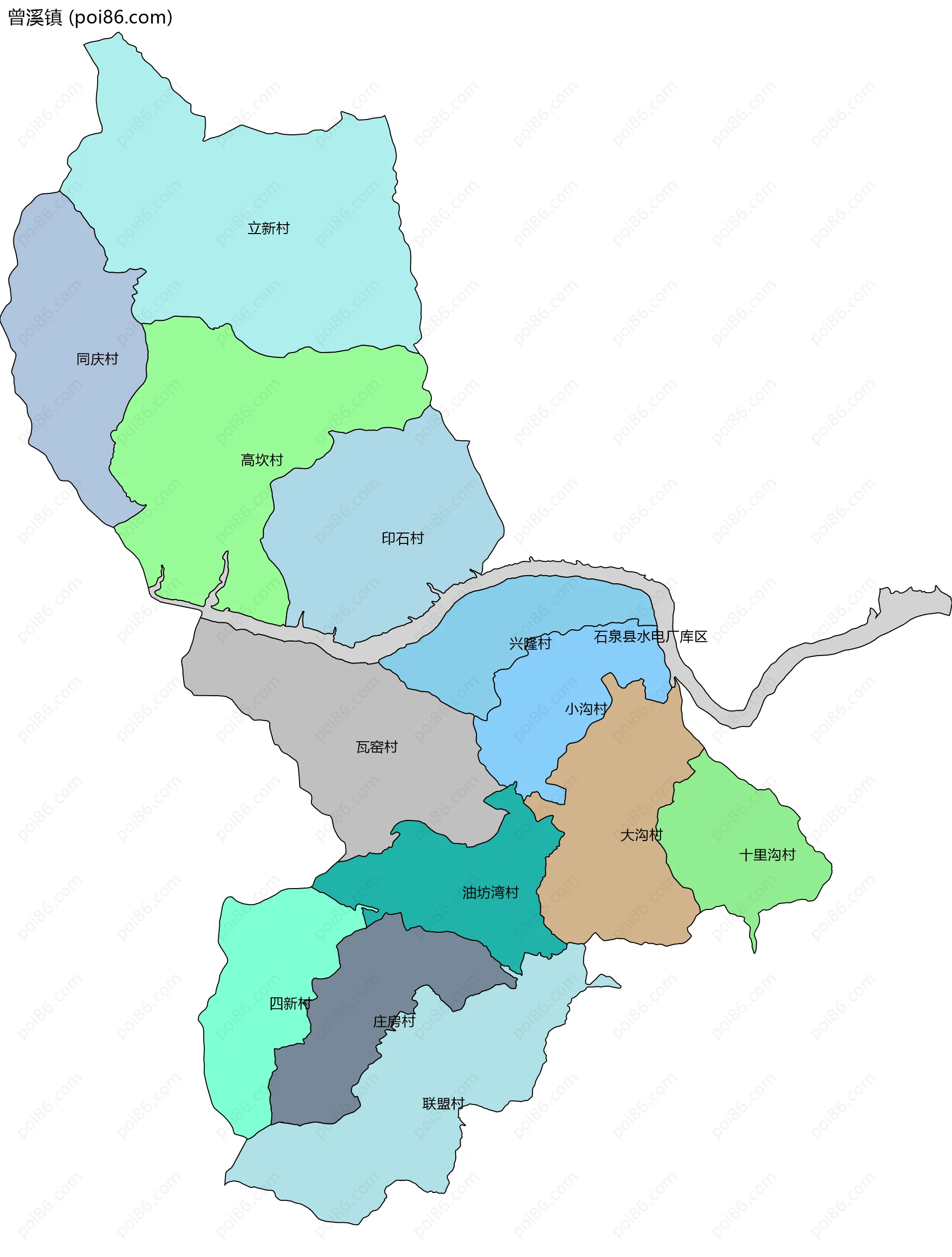 曾溪镇边界地图(五级行政区划)