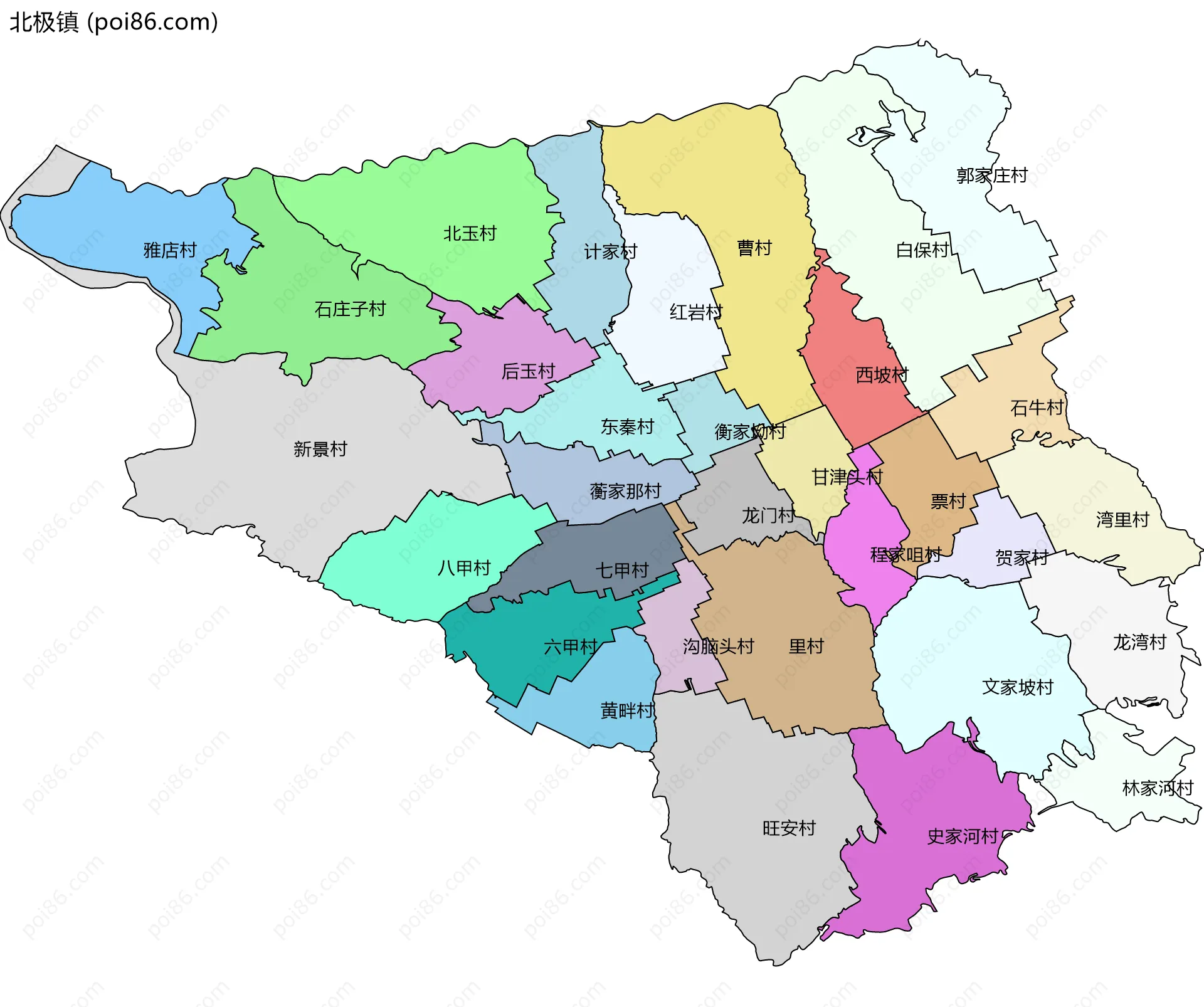 北极镇边界地图(五级行政区划)